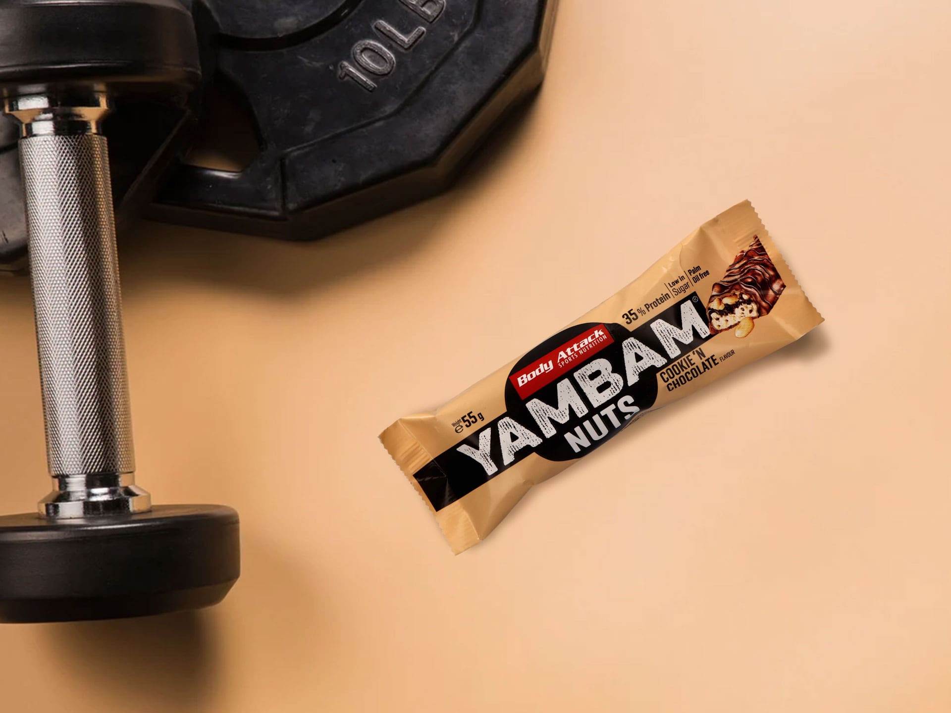 BODY ATTACK Yambam Crunchy - 55g low sugar protein bar Cookie'N Chocolate