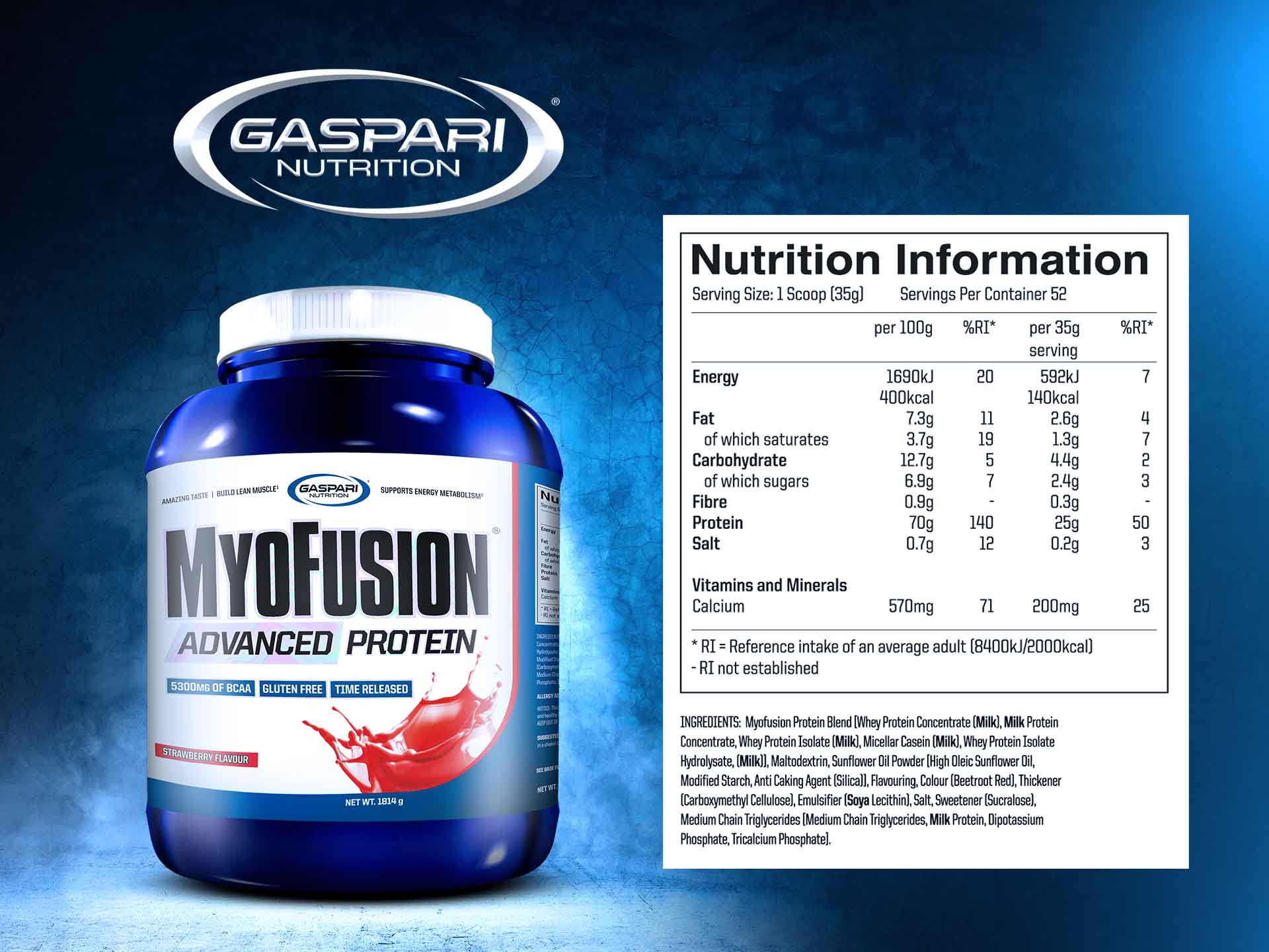 Gaspari nutrition myofusion 1814g protéine multifraction fraise