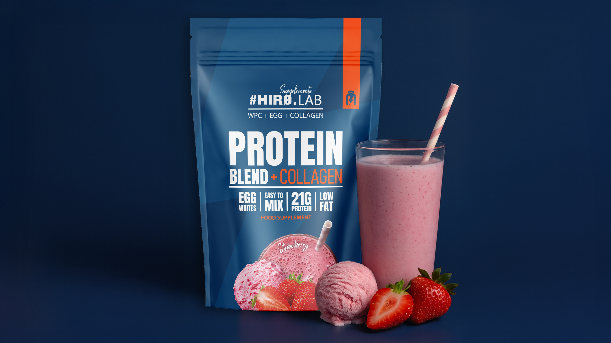 hiro.lab protein blend collagen strawberry 750g
