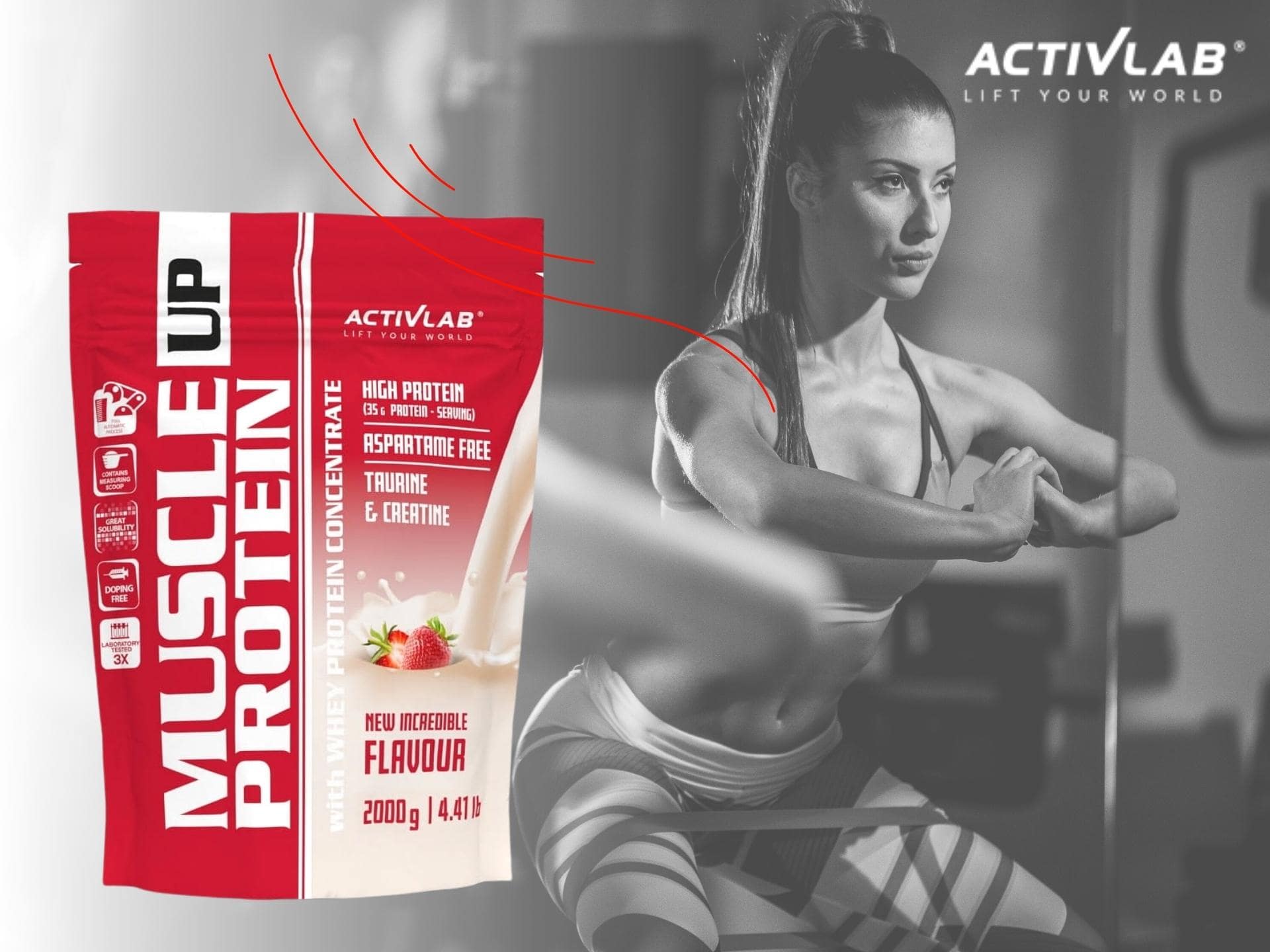 ACTIVLAB Muscle Up Protein - 2000g fraise