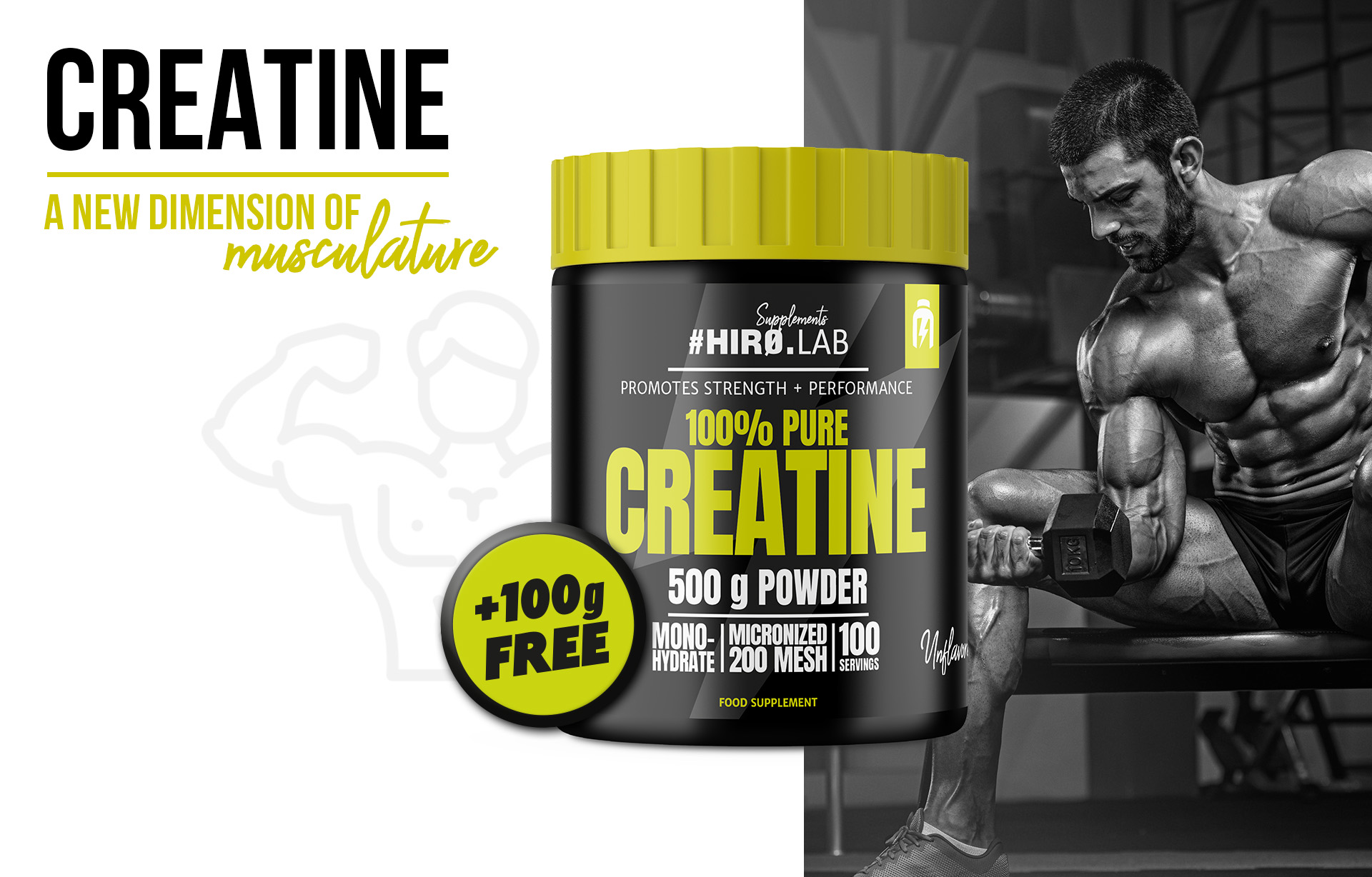 Hiro.Lab - 100% pure Creatine - czysty monohydrat kreatyny 200 MESH
