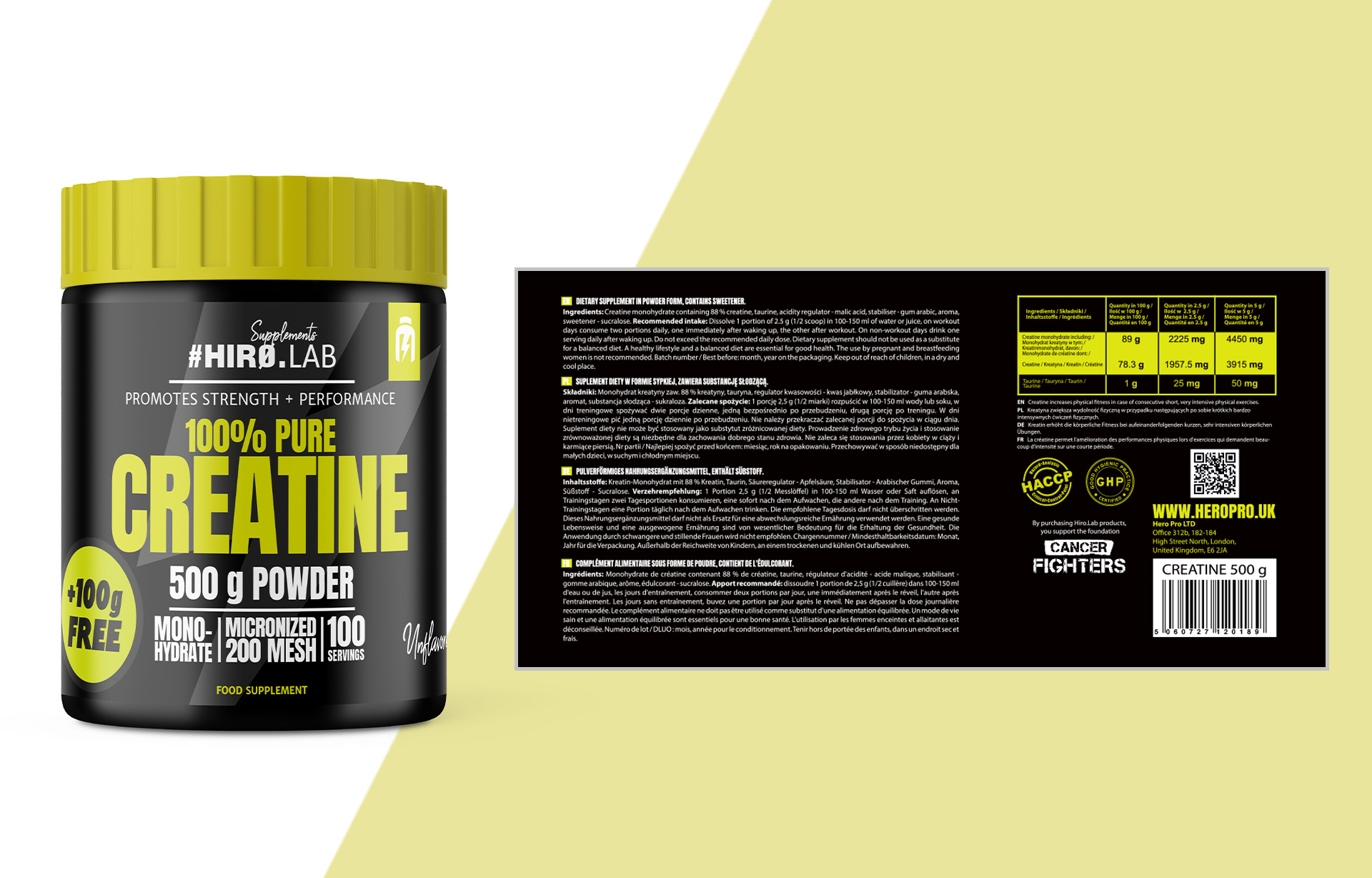 Hiro.Lab - 100% pure Creatine - czysty monohydrat kreatyny 200 MESH