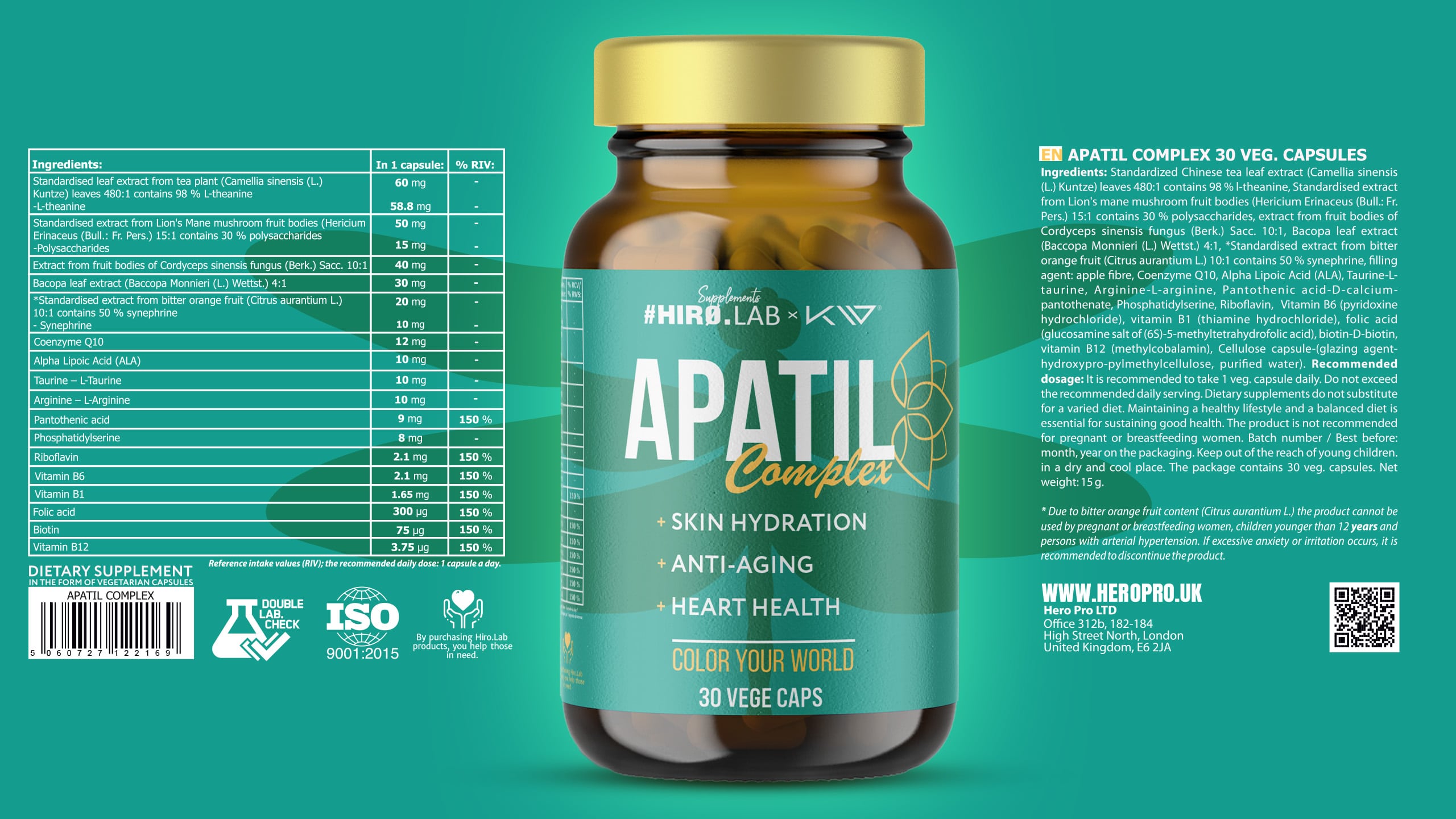 Hiro.Lab x Kamila Wybrańczyk - Apatil Complex - hydratation de la peau, adaptogènes