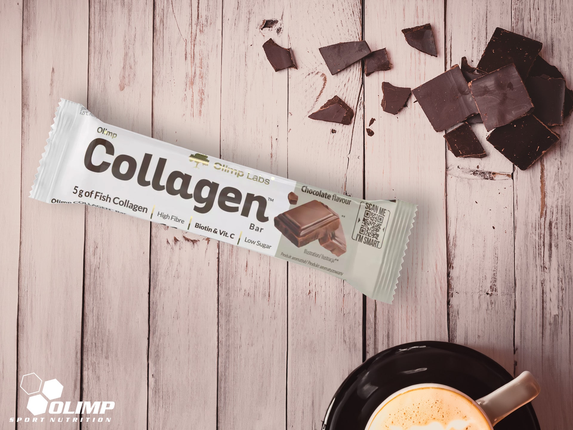 Olimp - barre de collagène avec protéine végétale et faible teneur en sucre