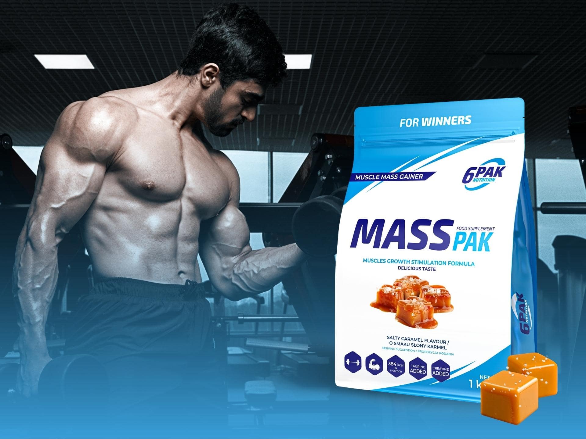 Gainer au goût de caramel salé - 6Pak - Mass Pak - 1000g