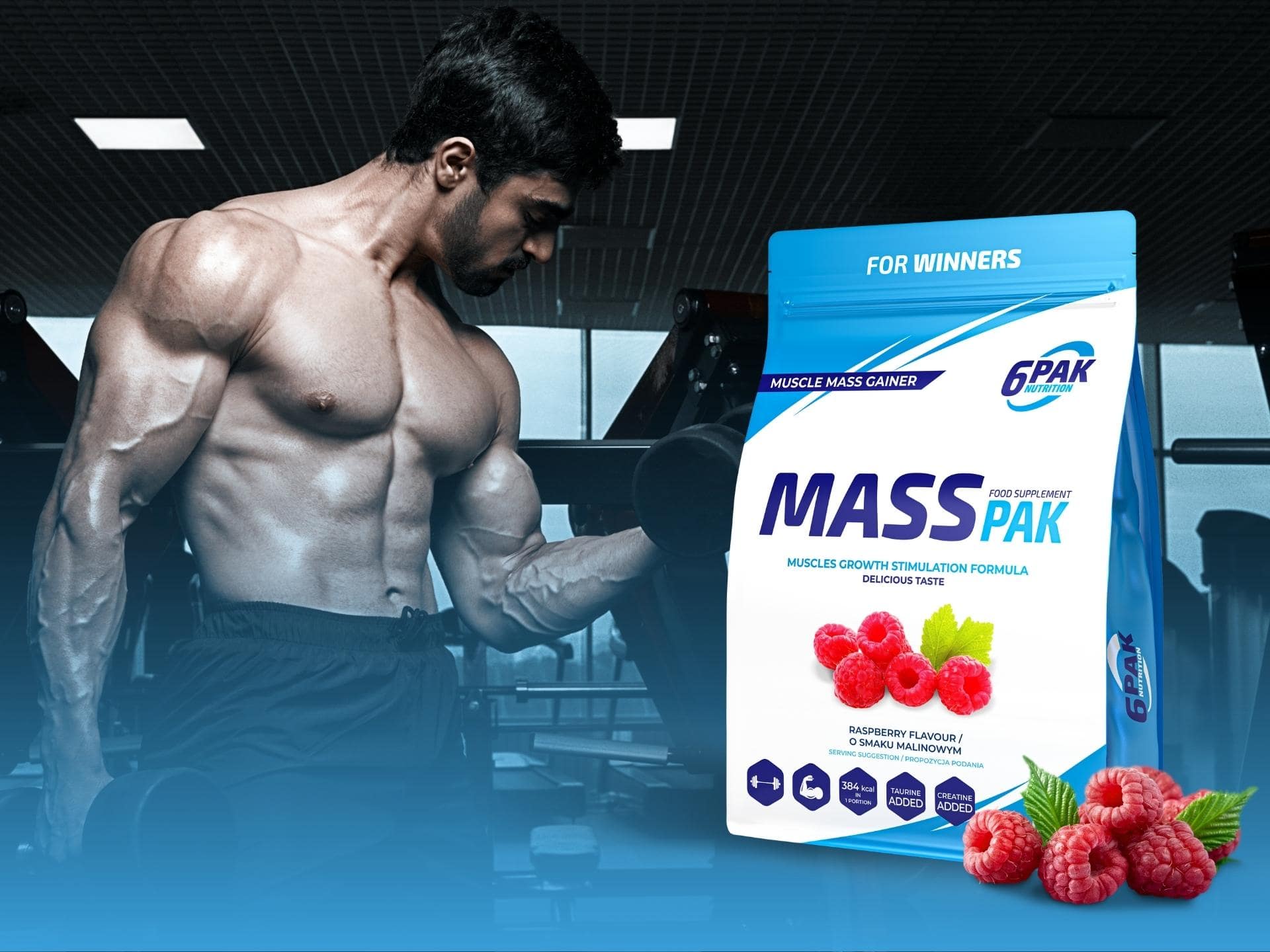 6Pak Nutrition - gainer à la framboise - MassPak