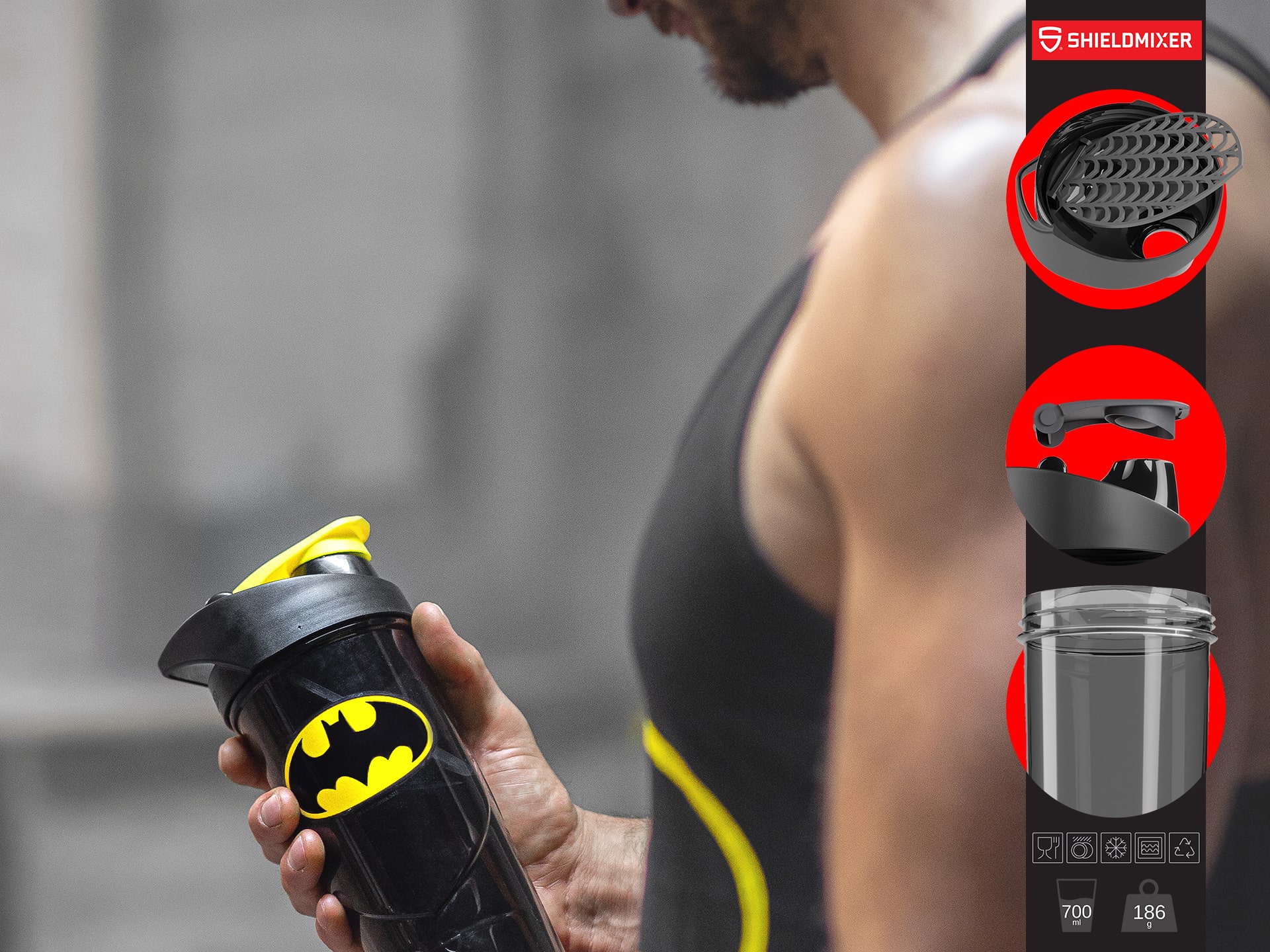 Shieldmixer - Shaker Hero Pro - 700ml - Batman Classique