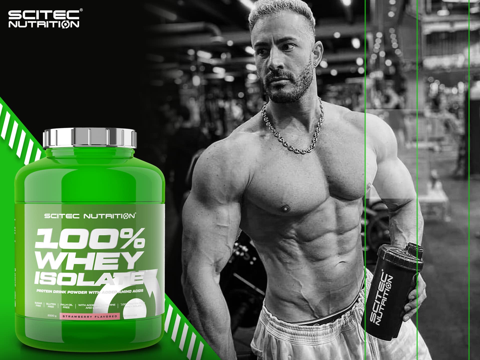 Scitec - isolat protéique à la fraise - 100% Whey Isolate