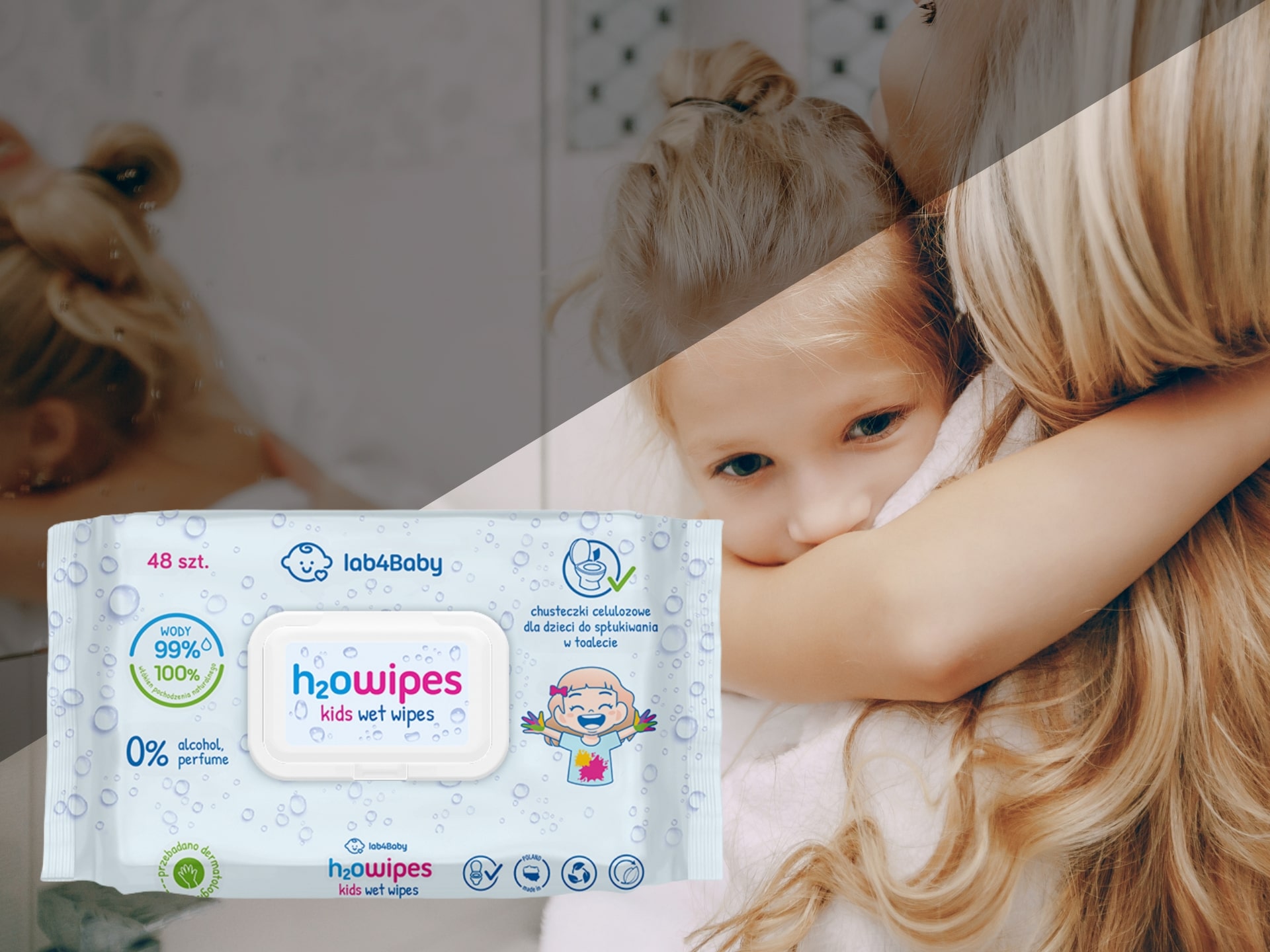 Lingettes humides pour enfants - 99% d'eau - jetables dans les toilettes