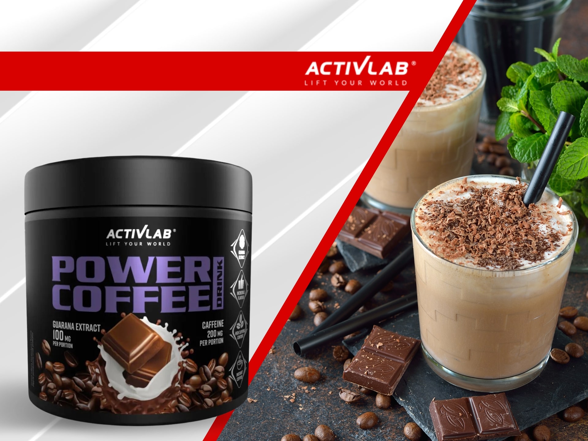 Boisson au café avec ajout de guarana goût chocolat