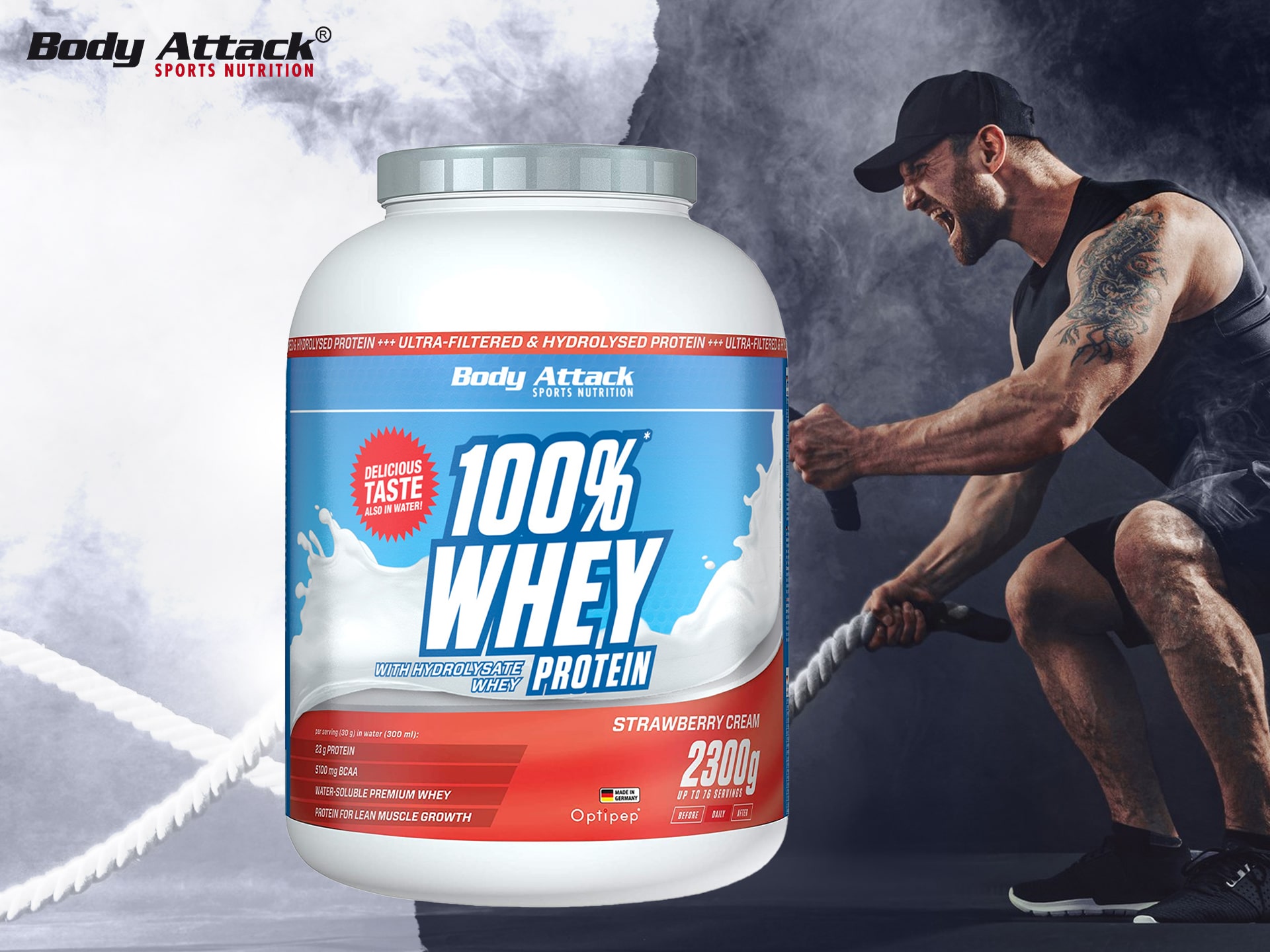 BODY ATTACK 100% Whey Protein - 900g - Vanilla WPC protéine