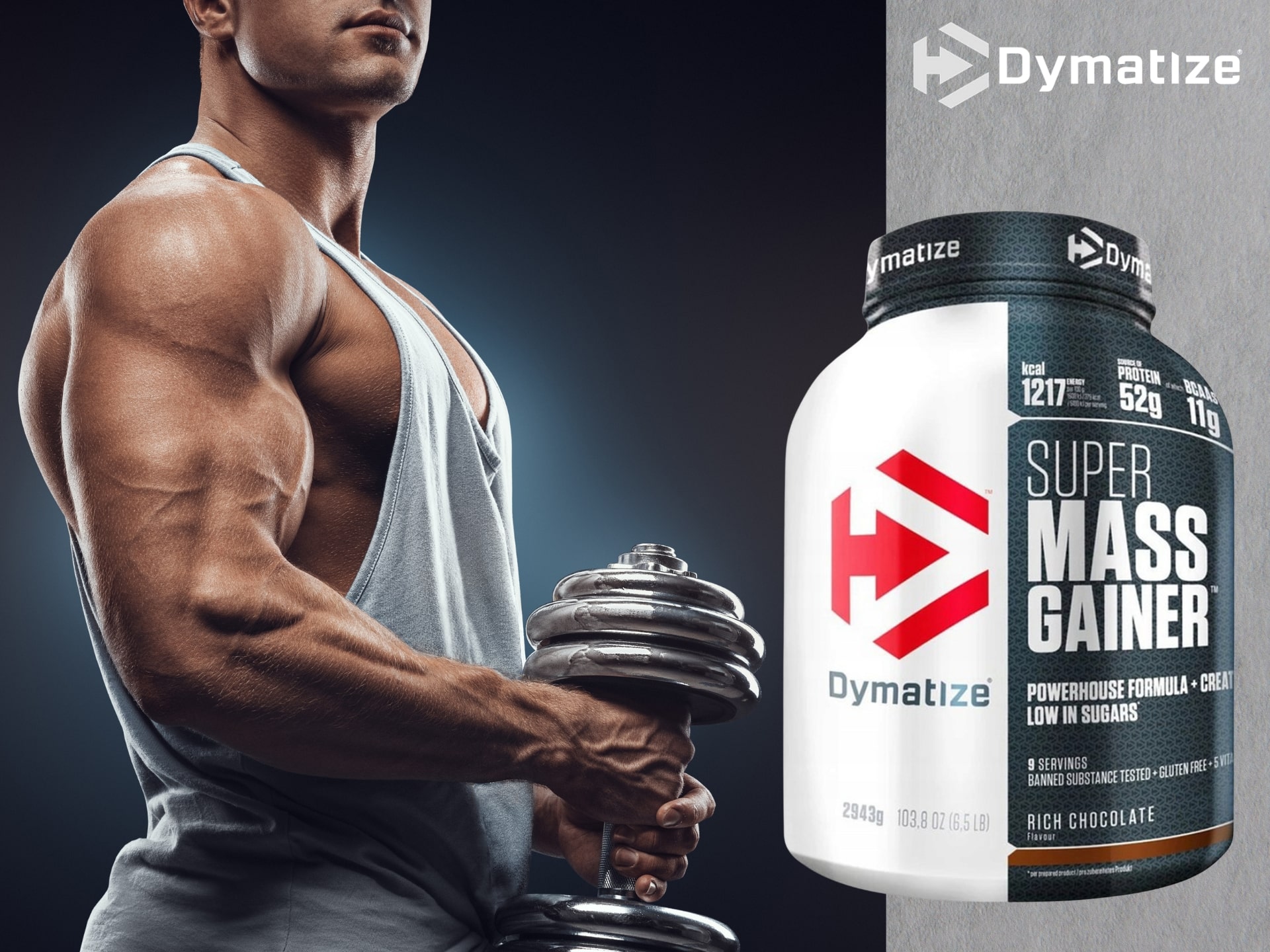 Dymatize Gainer - complément glucidique-protéique avec vitamines et créatine