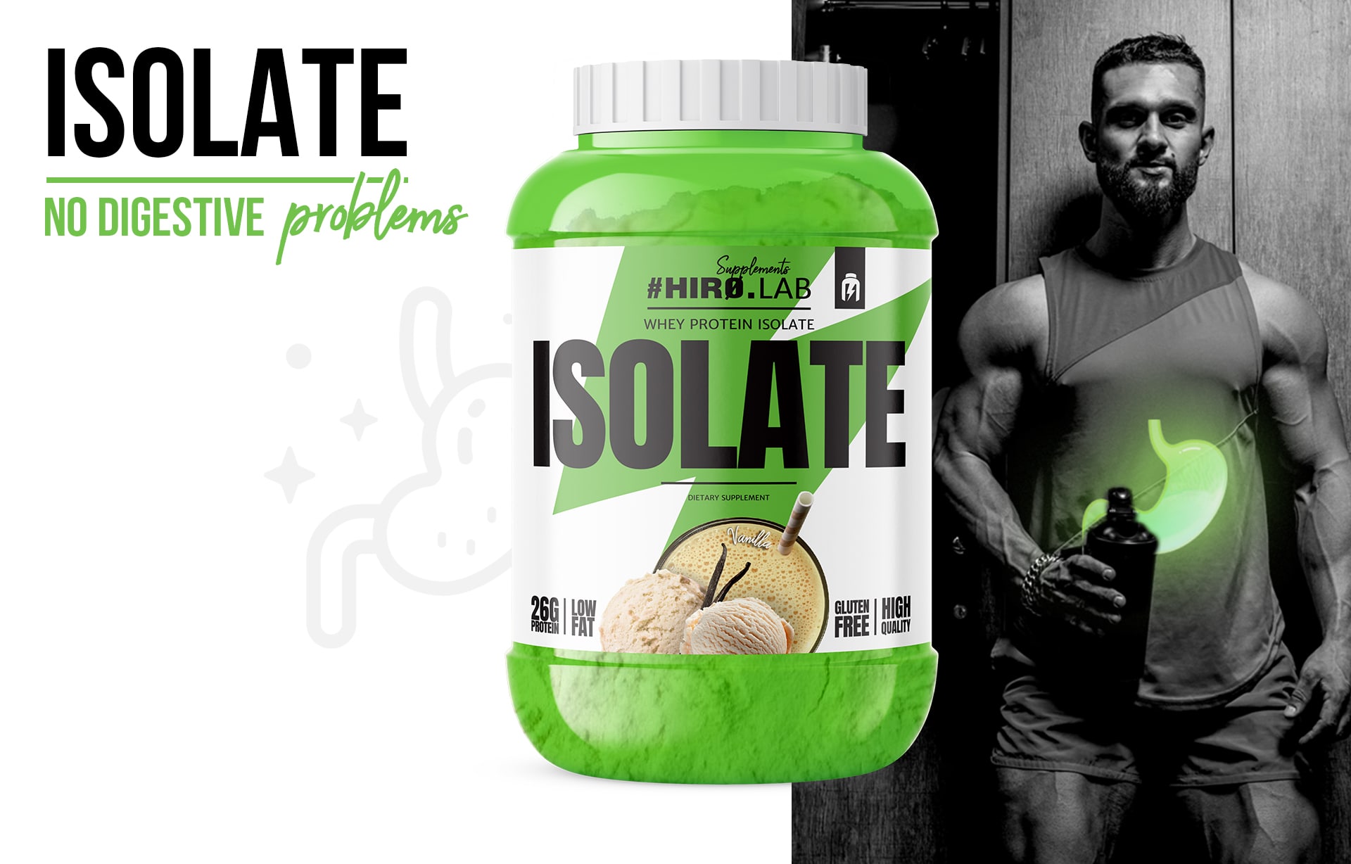 HIRO.LAB Whey Protein Isolate 1800g protéine - zero problèmes digestifs