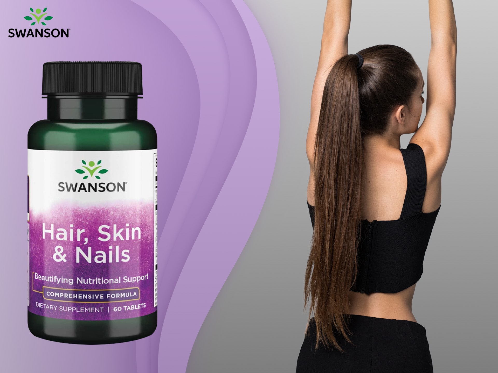 Swanson Hair Skin Nails - soutien de la santé des cheveux, de la peau et des ongles