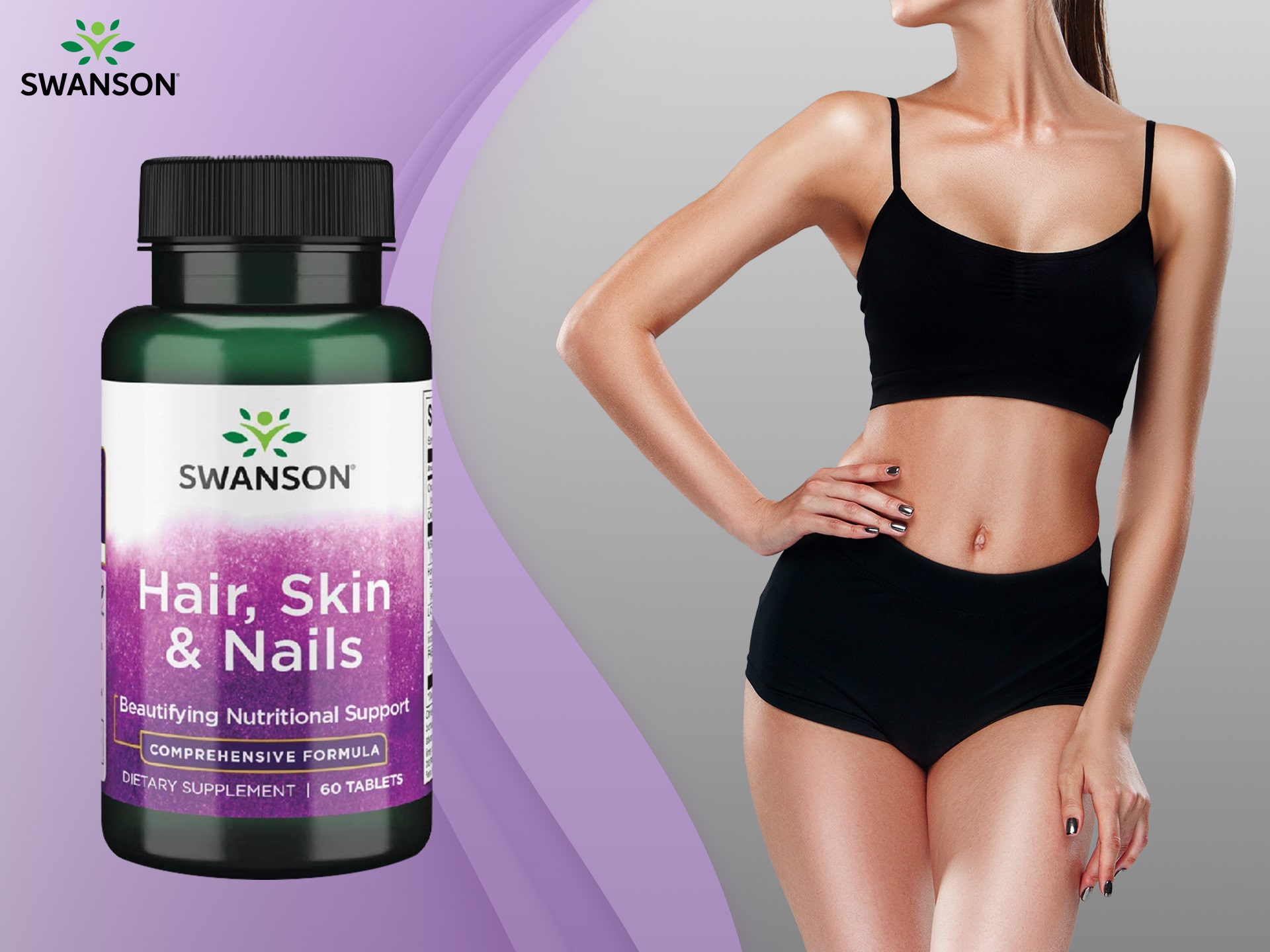 Swanson Hair Skin Nails - soutien de la santé des cheveux, de la peau et des ongles