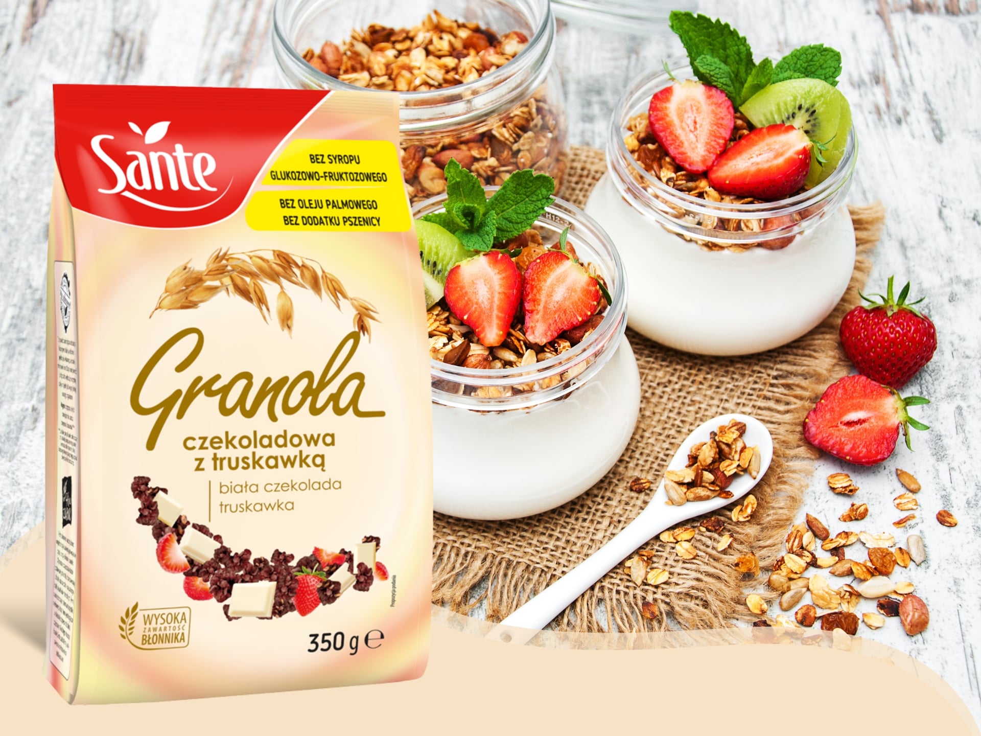 Granola z Białą Czekoladą i Truskawkami - 350g