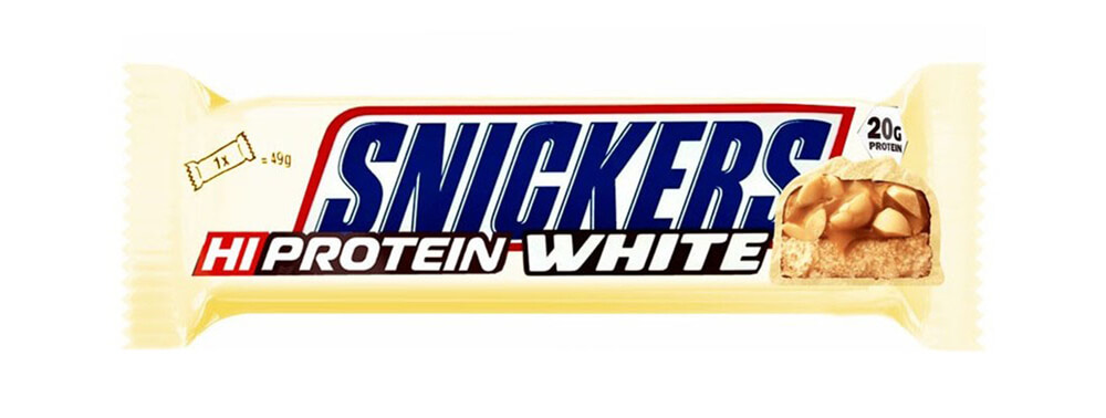 Barre protéinée Snickers HiProtein White Étiquette