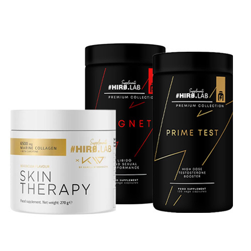 Pack: HIRO.LAB Prime Test - 120vcaps. + Magnet - 90vcaps. + HIRO.LAB x Kamila Wybrańczyk Skin Therapy - 270g