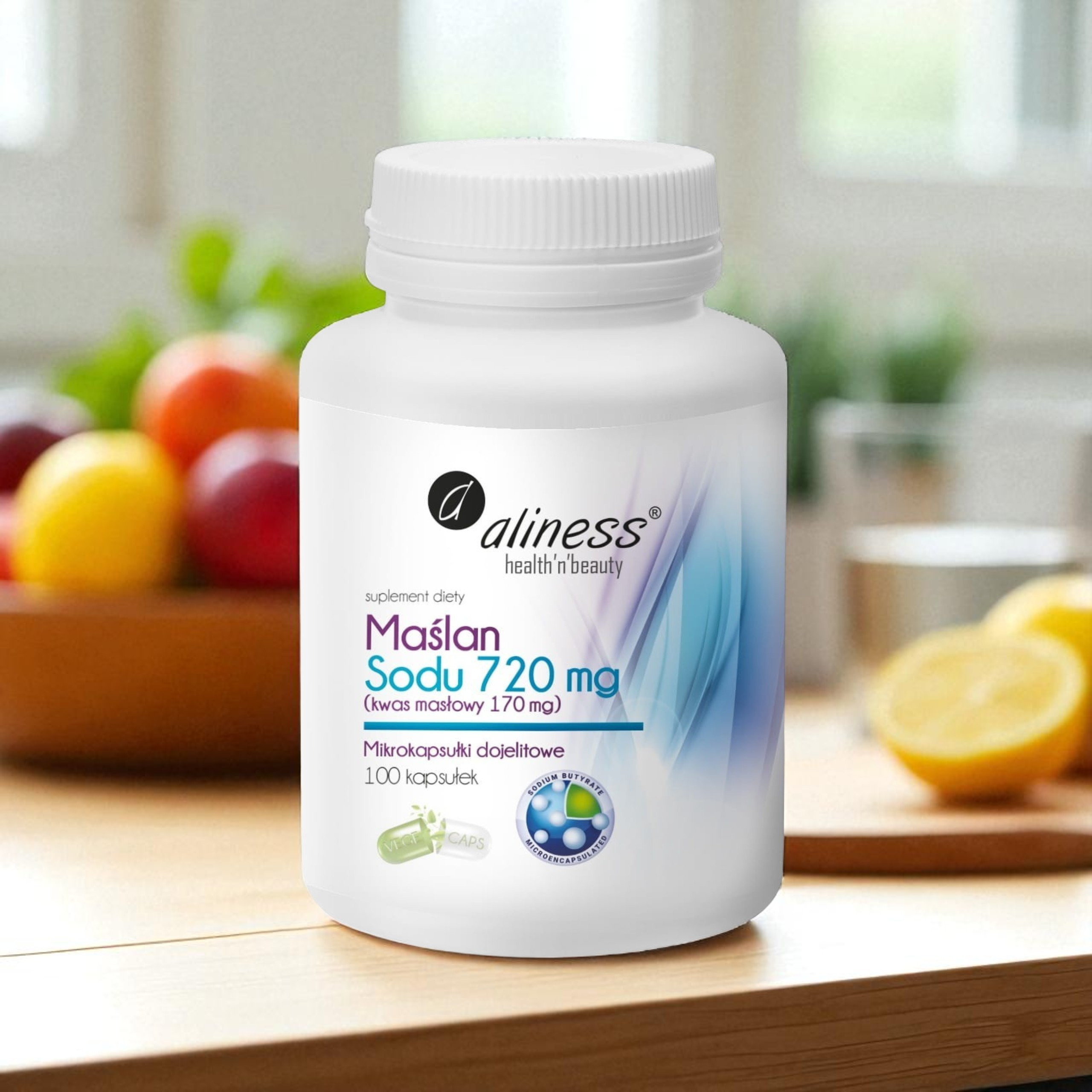 Butyrate de sodium 720 mg Acide butyrique 170 mg – 100 gélules