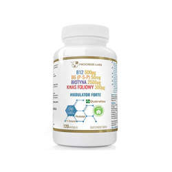 PROGRESS LABS Modulator Forte - 120caps. - Modulateur Homocysteiny Vitamine B12 B6 Biotine Acide Folique