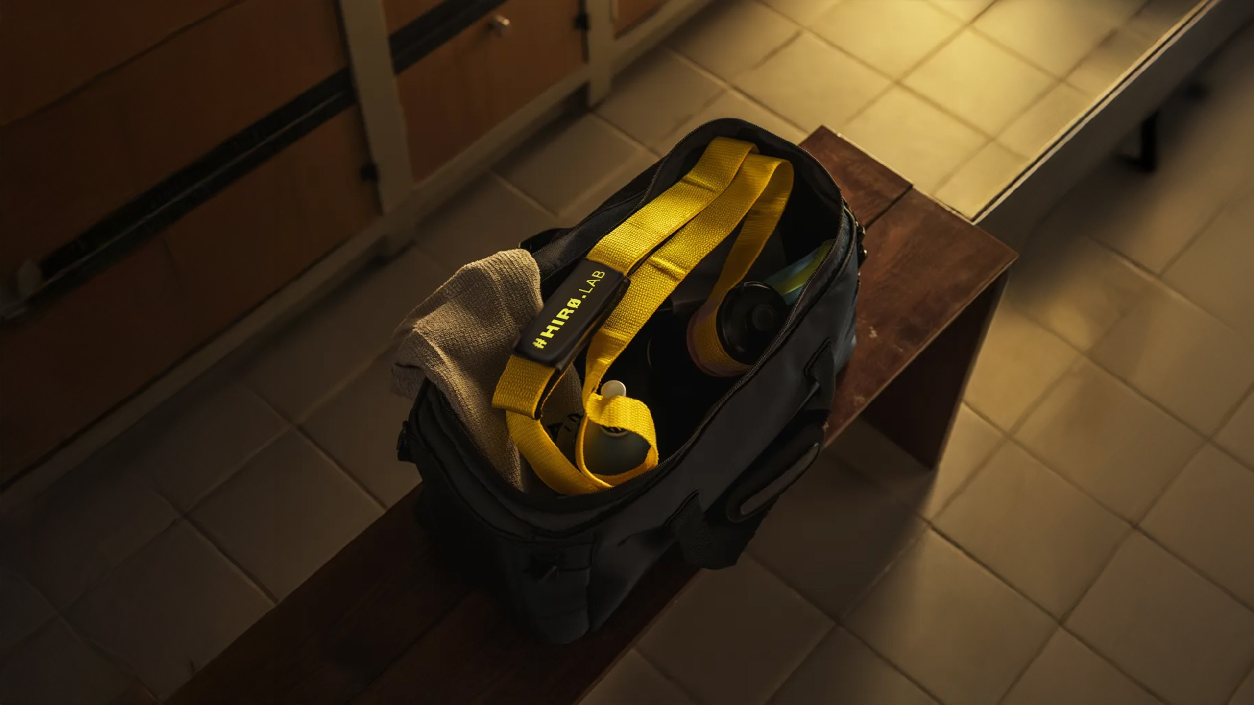 HIRO.LAB Cotton Strap - Rubber Logo New - Yellow - Sangles pour soulever des poids