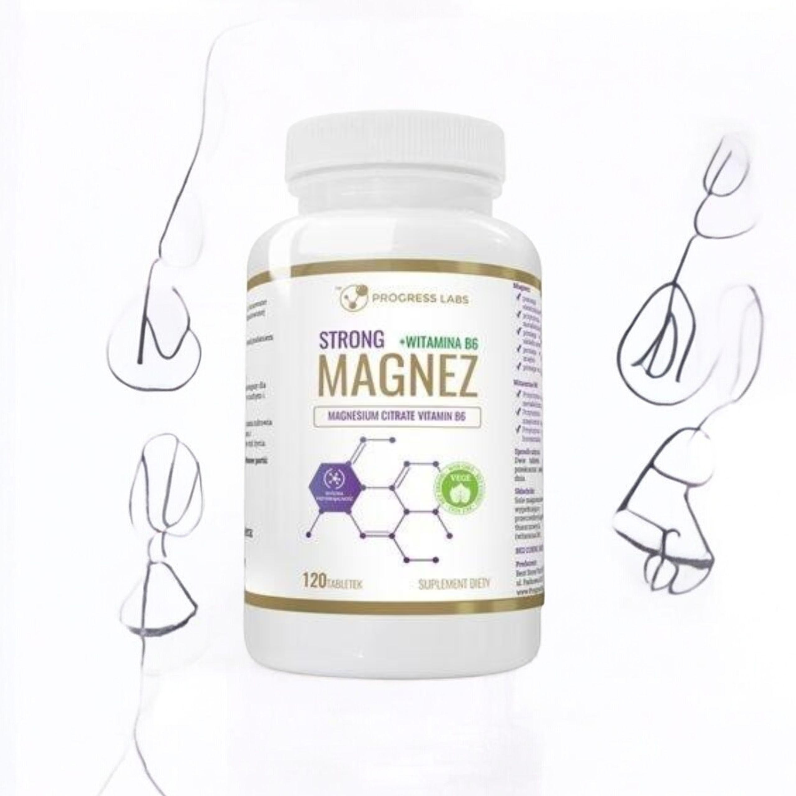 PROGRESS LABS - Magnésium Fort + Vitamine B6 350mg - 120 comprimés.