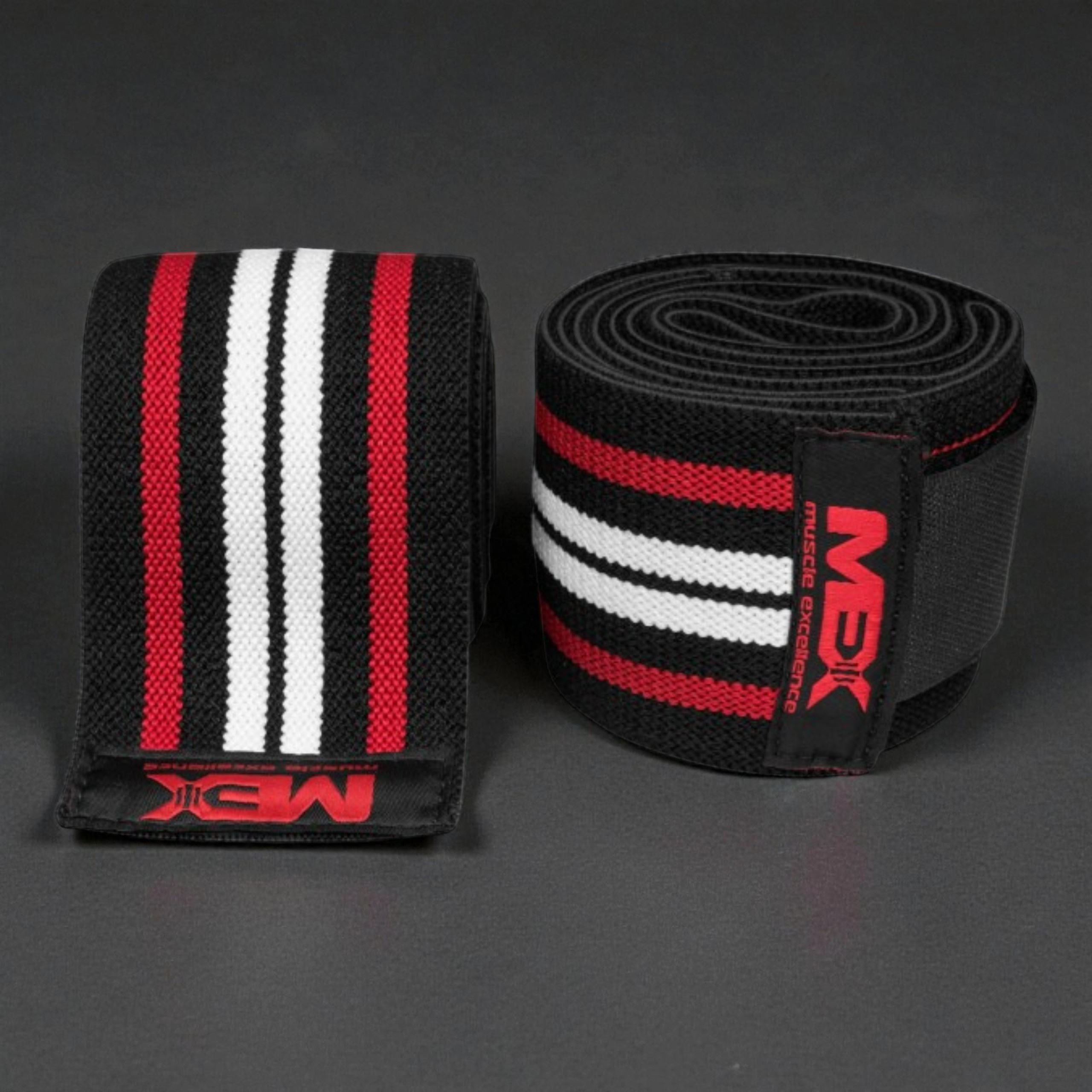 MEX SPORT - Knee Wraps - Noir/Rouge/Blanc