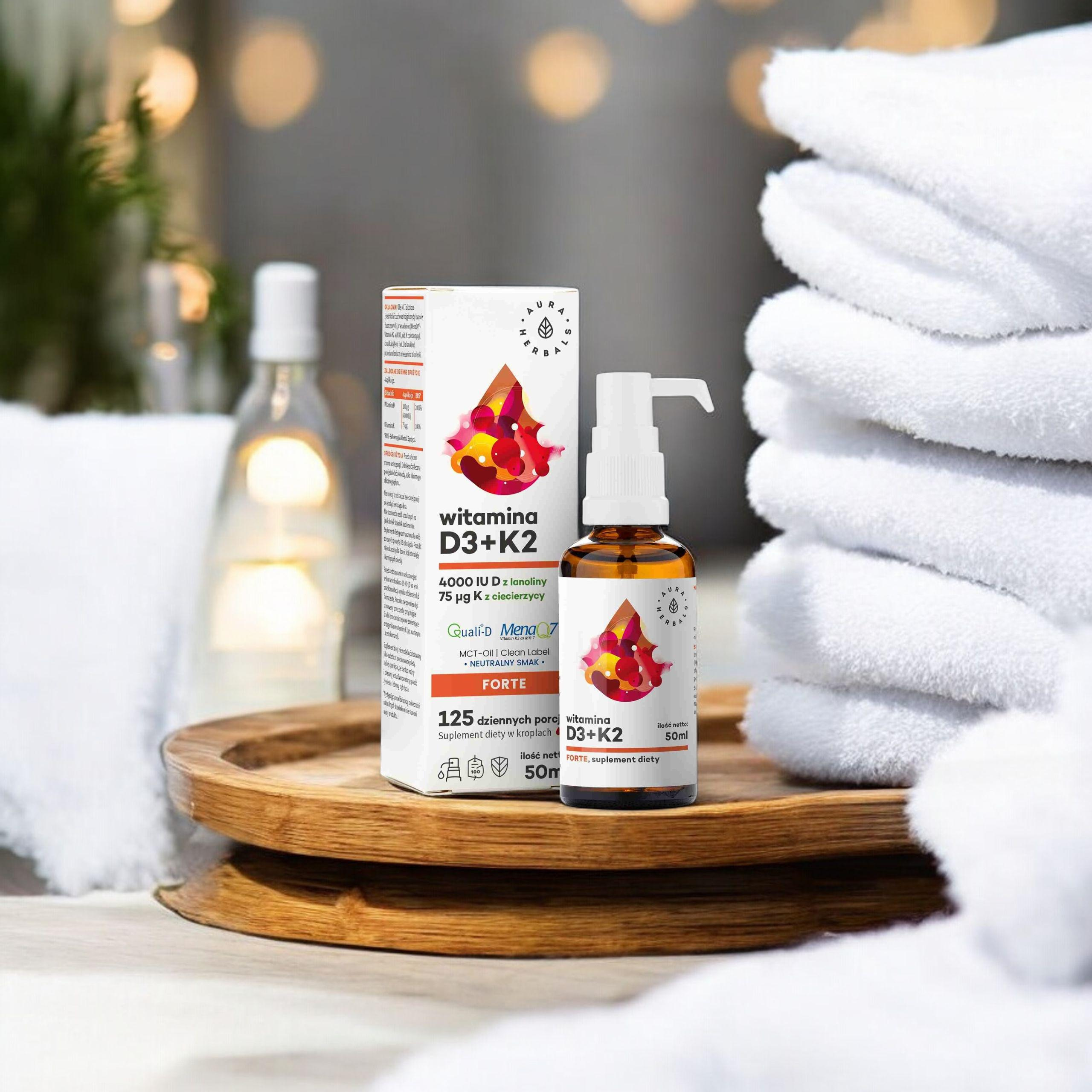 AURA HERBALS - Vitamine D3 4000 UI + K2 MCT - 50ml