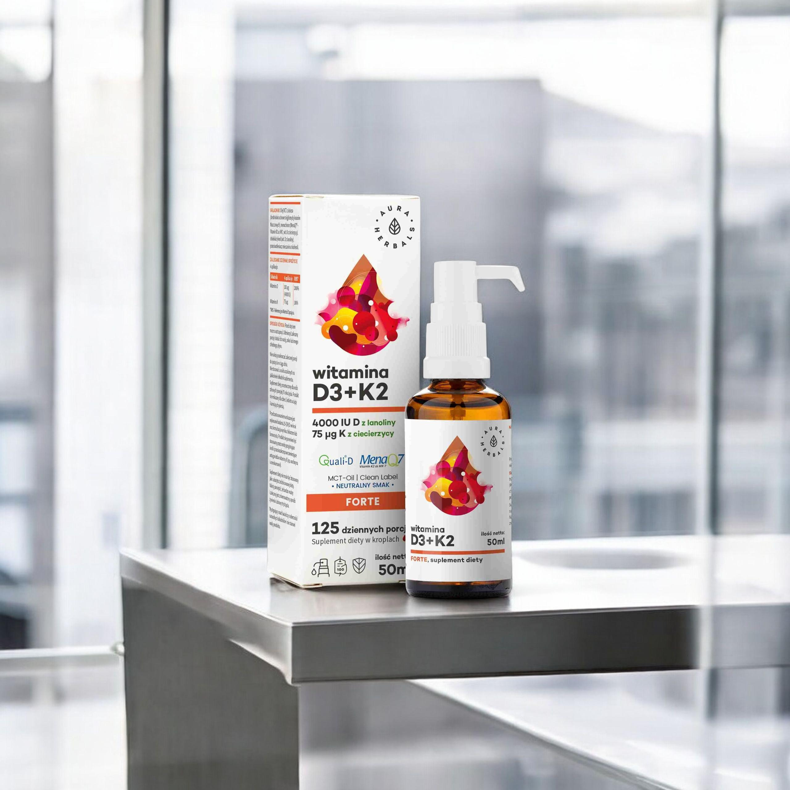 AURA HERBALS - Vitamine D3 4000 UI + K2 MCT - 50ml