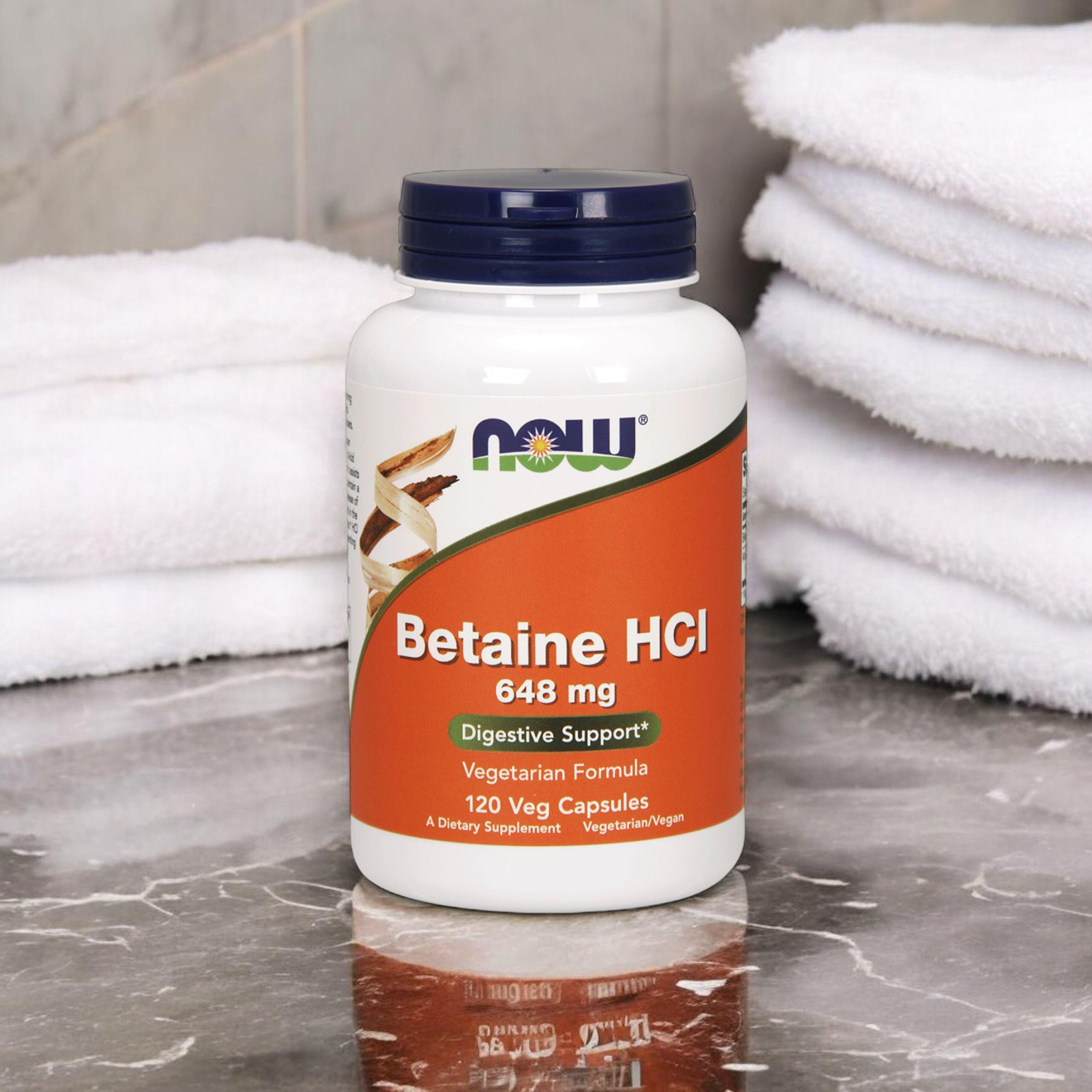 NOW Betaine HCI 648mg - 120vcaps ( Bétaïne HCL )