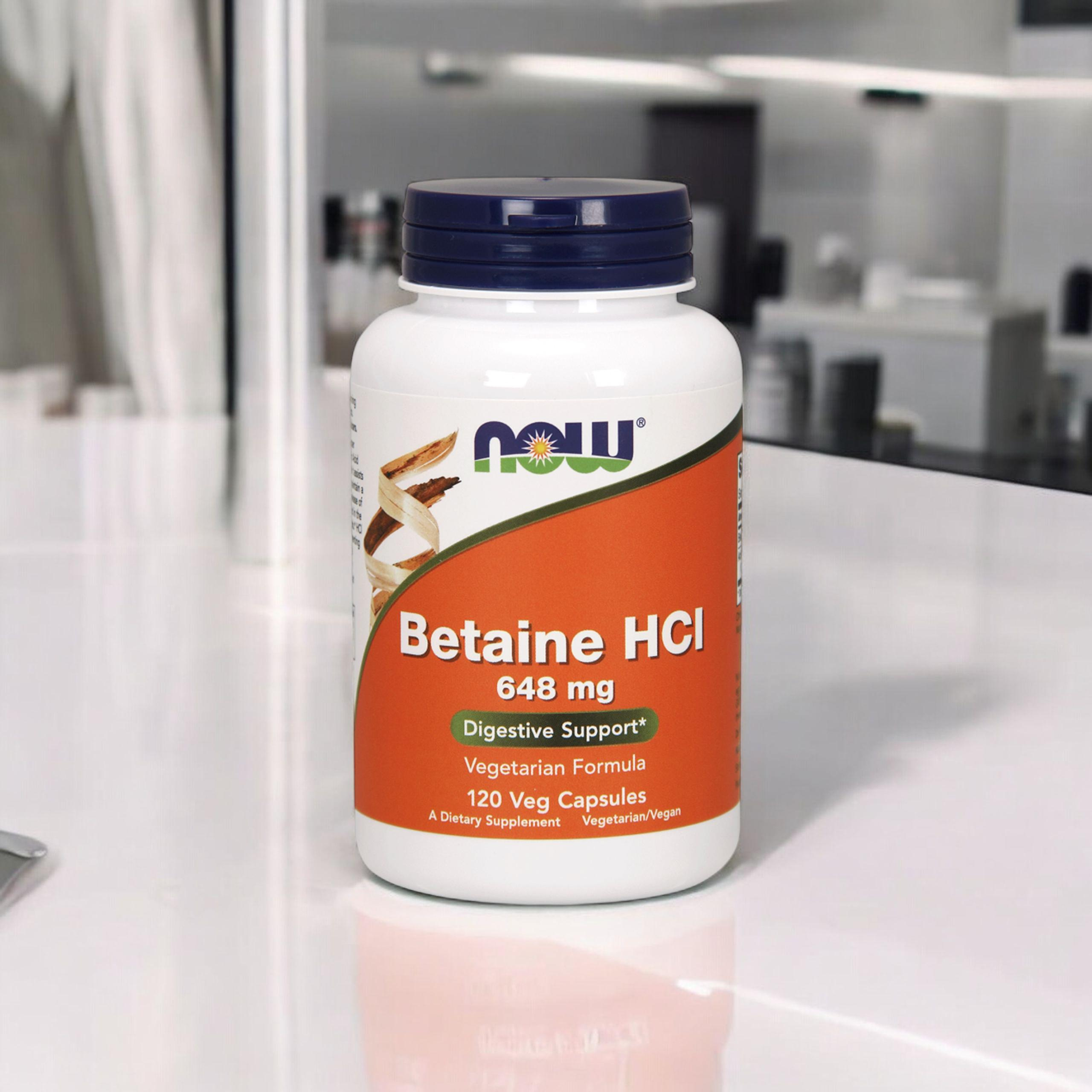 NOW Betaine HCI 648mg - 120vcaps ( Bétaïne HCL )