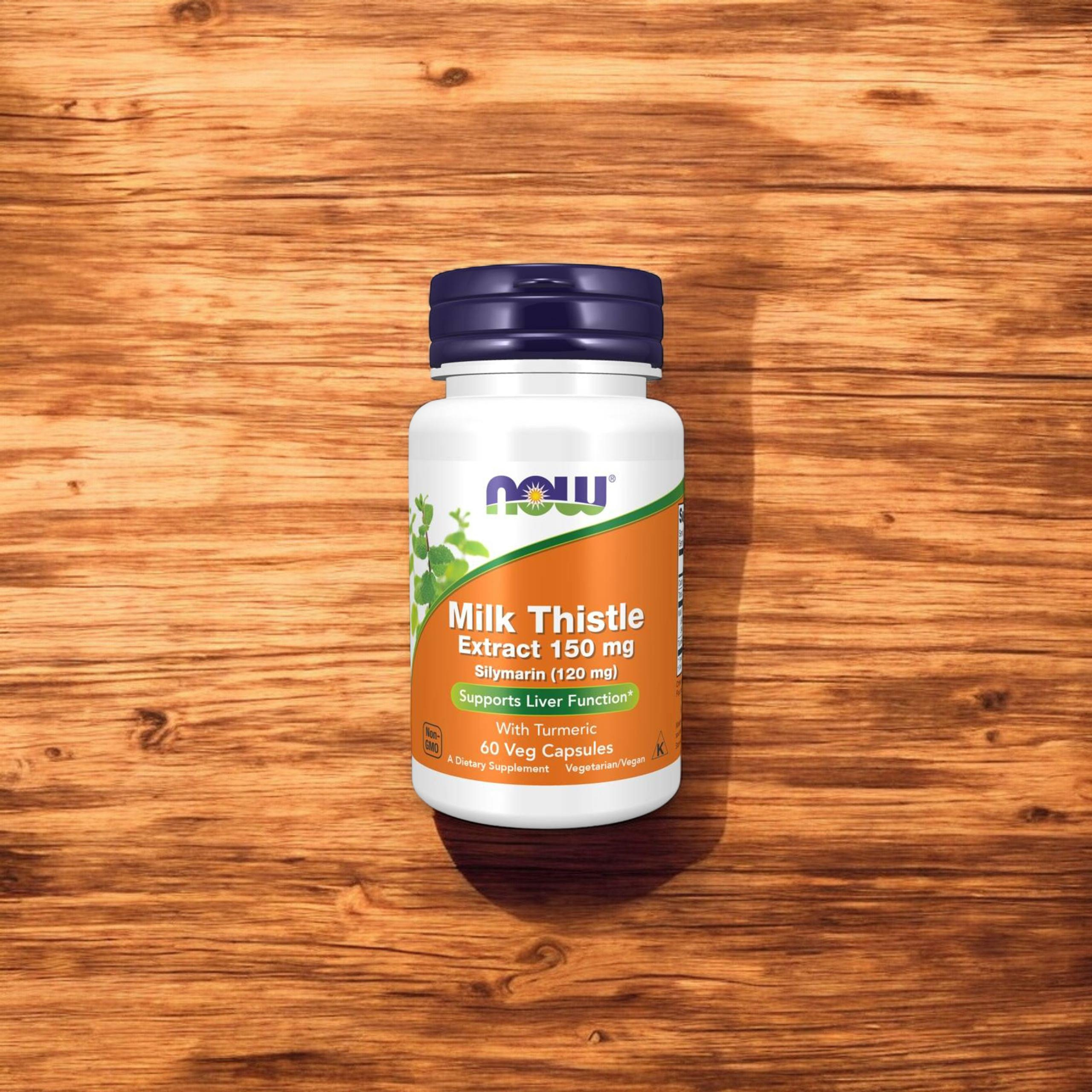 NOW Milk Thistle Extract 150mg Silymarin (120mg) avec Curcuma - 60vcaps.