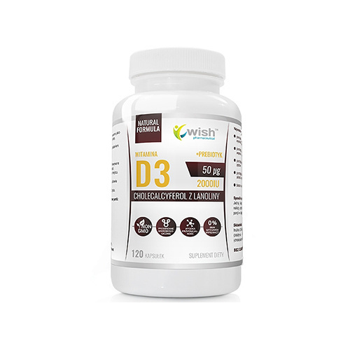 WISH Pharmaceutical Vitamin D3 50mcg + Prebiotic - 120caps. - SOLDES - 31-10