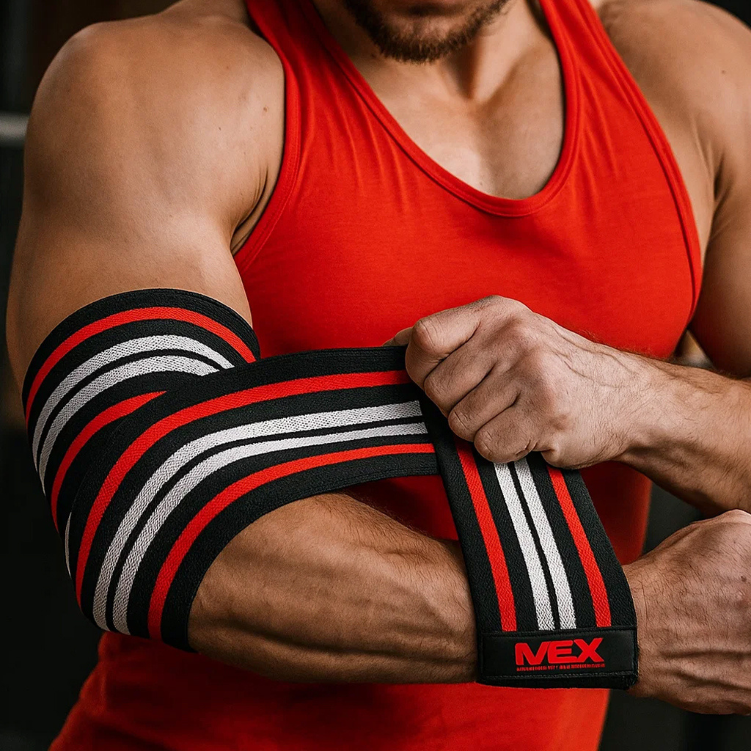 MEX SPORT - Elbow Wraps - Noir/Rouge/Blanc
