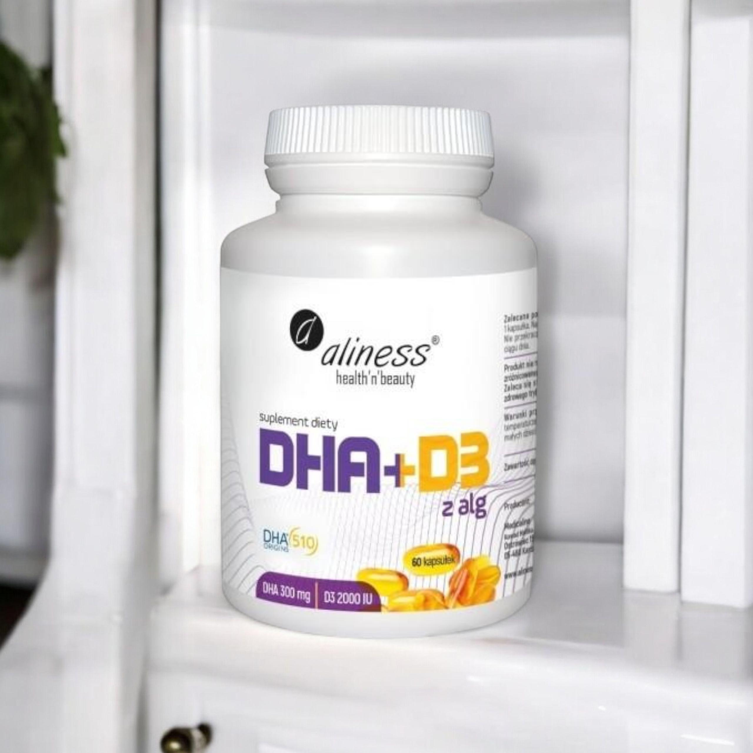 ALINESS - Oméga DHA 300 mg d’algues + D3 2000 IU - 60 gélules