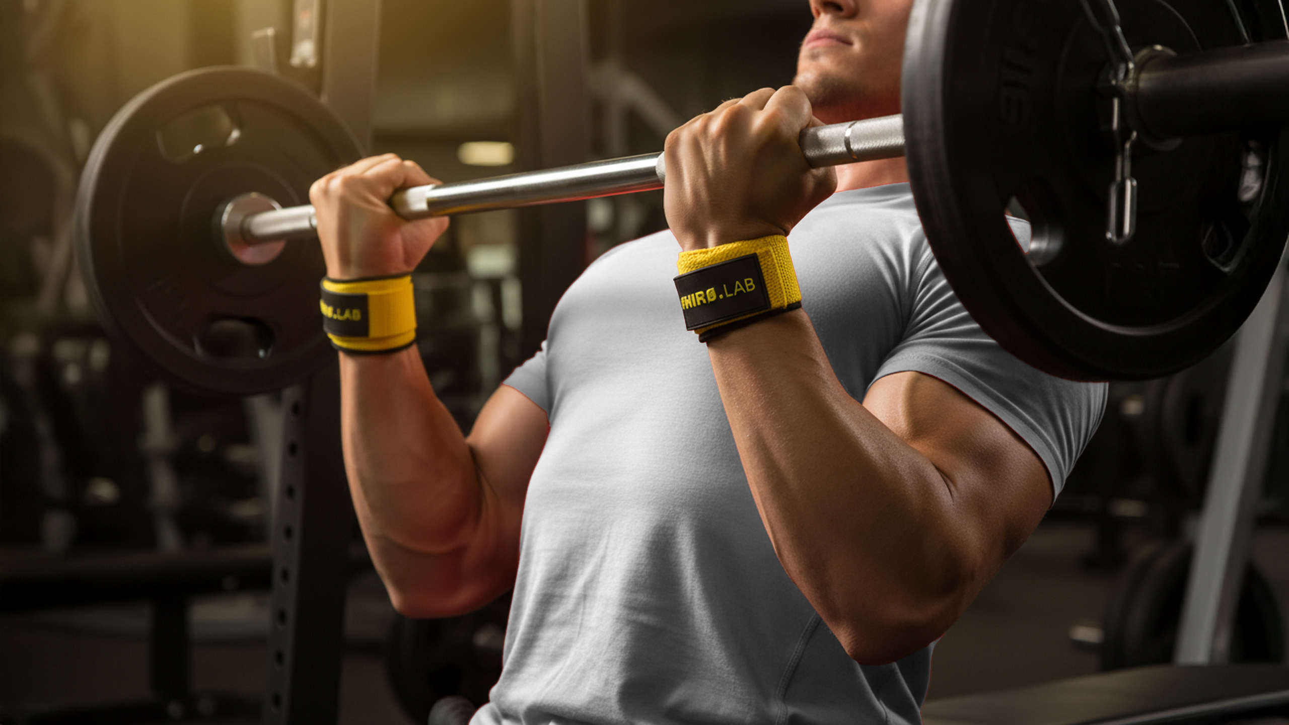 HIRO.LAB Cotton Strap - Rubber Logo New - Yellow - Sangles pour soulever des poids