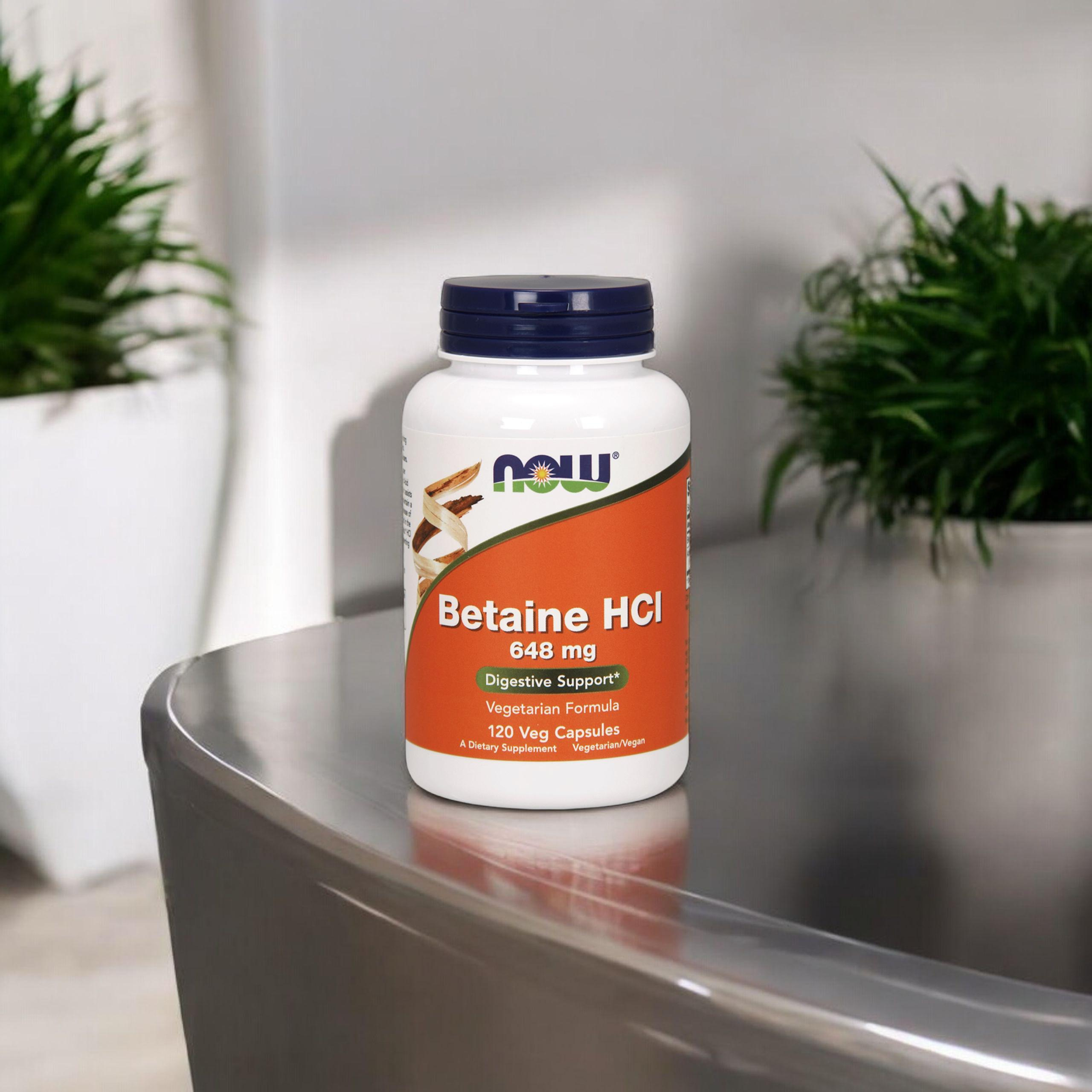 NOW Betaine HCI 648mg - 120vcaps ( Bétaïne HCL )