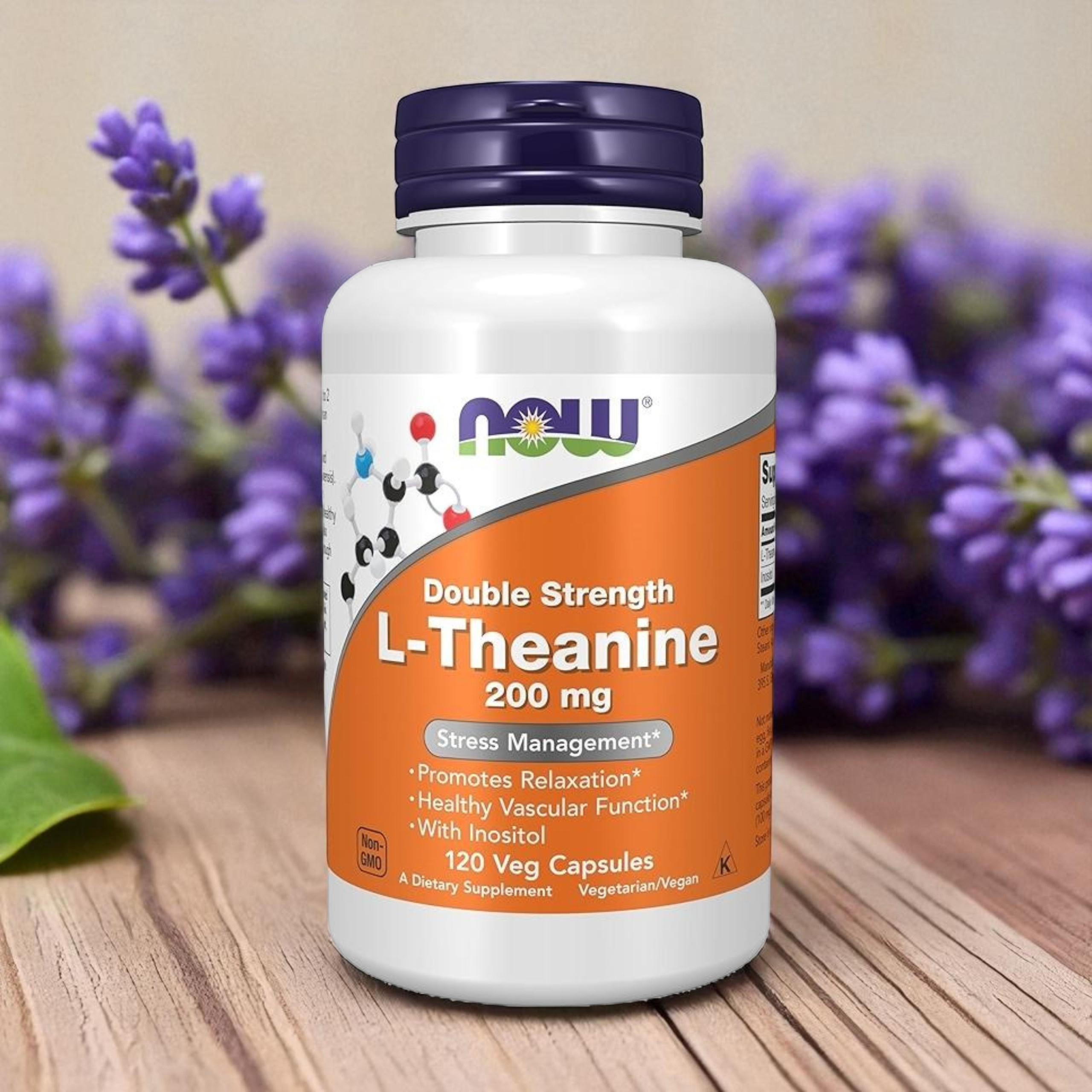 NOW - L-Théanine 200mg - 120 gélules végétales.