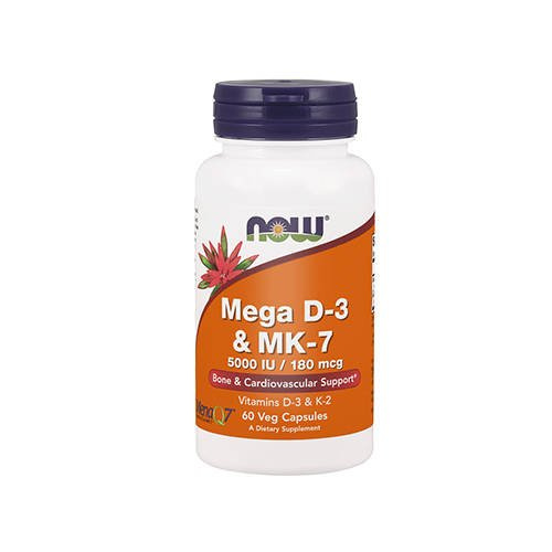 NOW Mega D3 i K2 MK-7 - 60vcaps.- Vitamines D3 et K2
