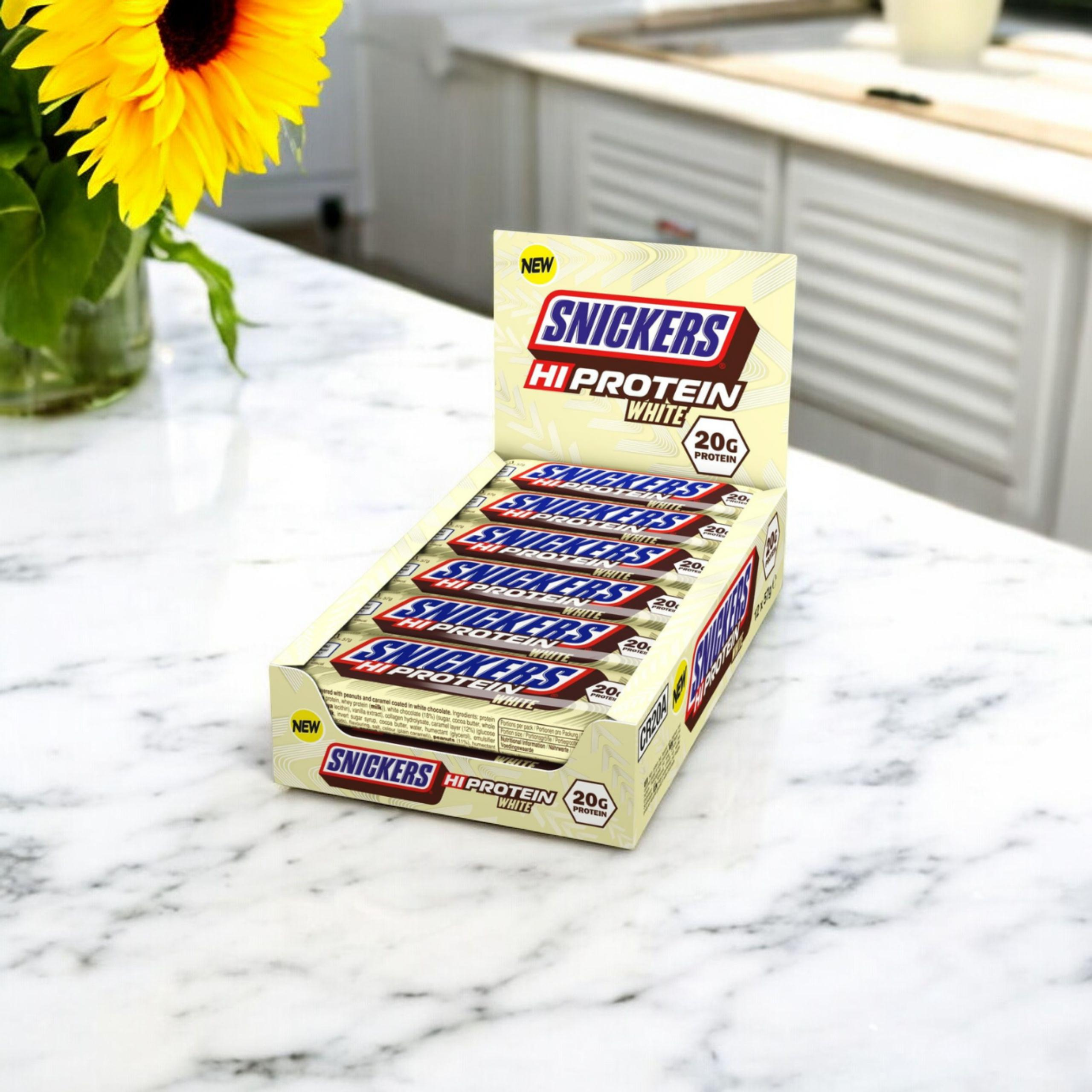 Mars - Barre Snickers HI Protein Faible en Sucre - 12x 57g - Blanc