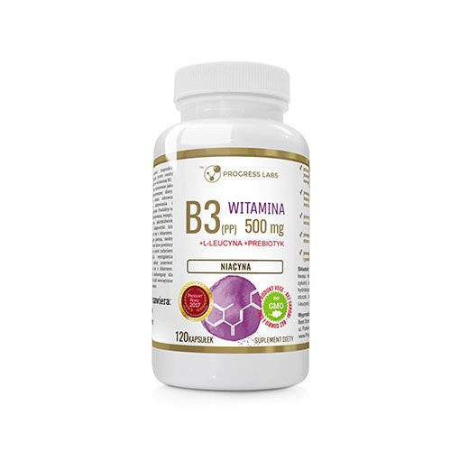 PROGRESS LABS Niacyna (Vitamine B3) 500mg + L-leucyna - 120caps