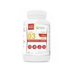 WISH Pharmaceutical Vitamin D3 100mcg ŻSPM + Prébiotique -120caps.