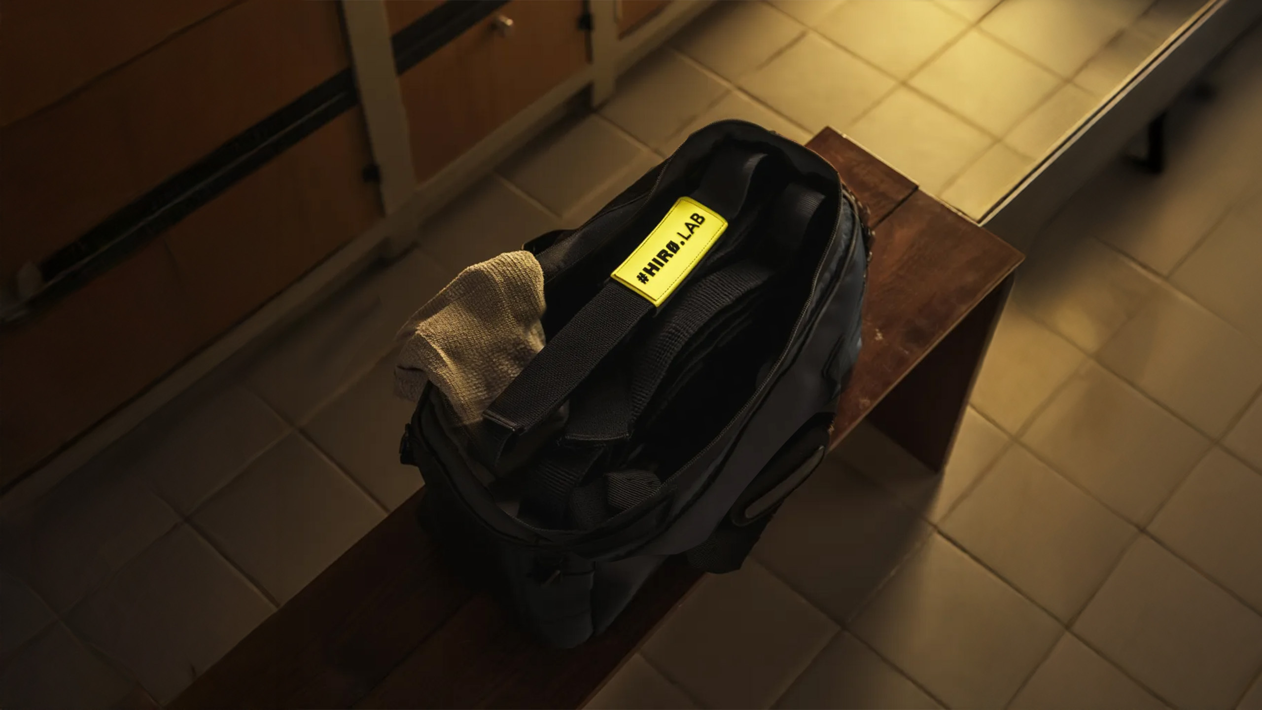 HIRO.LAB Cotton Strap - Rubber Logo New - Black - Sangles pour soulever des poids