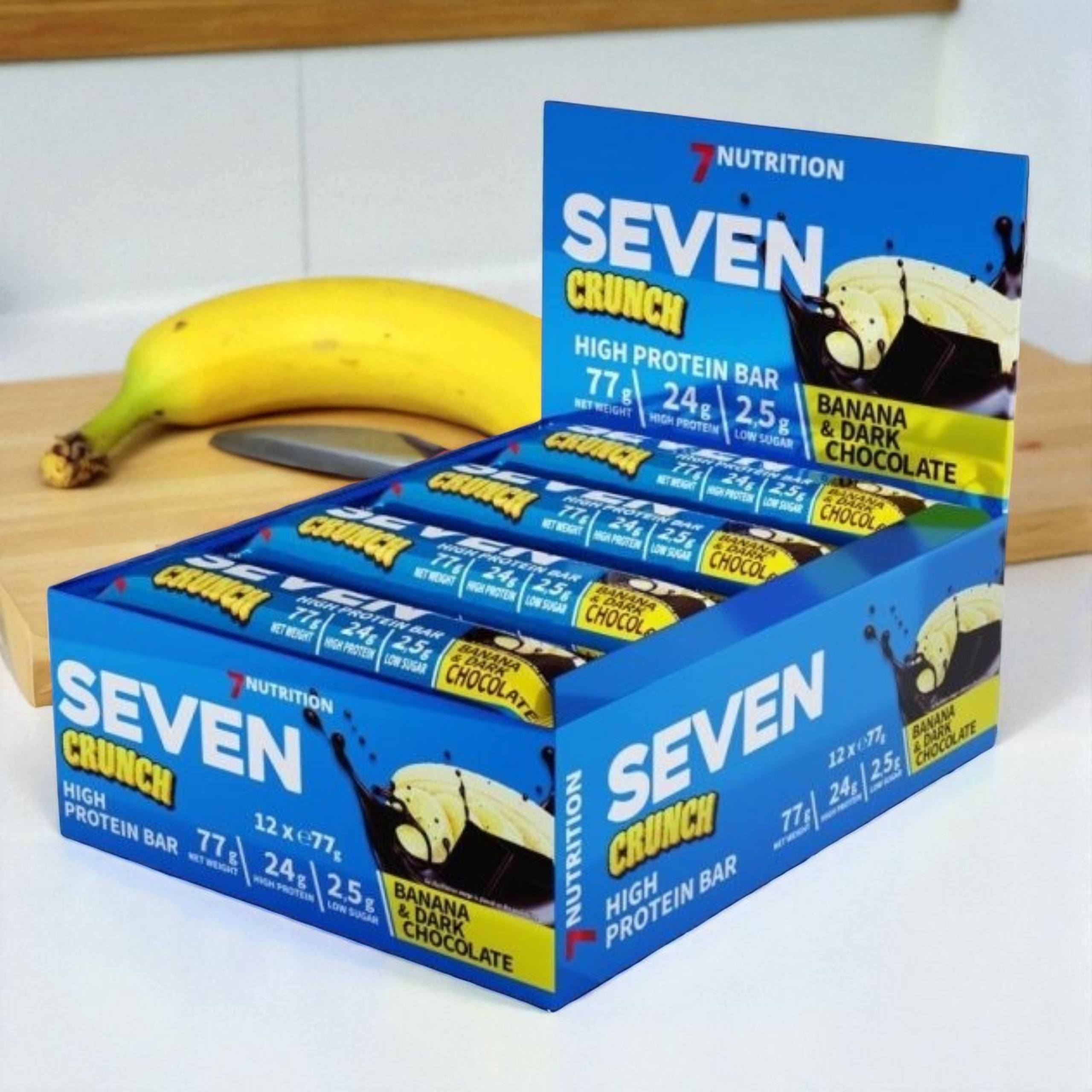 7 NUTRITION - Barre Seven Crunch HP - 12x 77g - Banane et chocolat noir