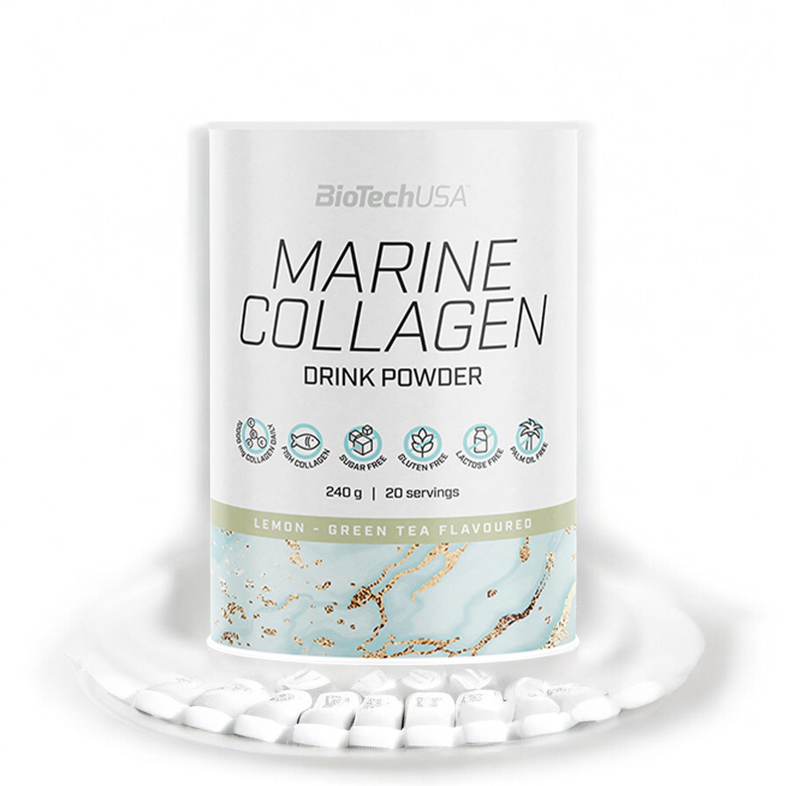 BioTech USA Marine Collagen Drink Powder - 240g - Citron Thé Vert