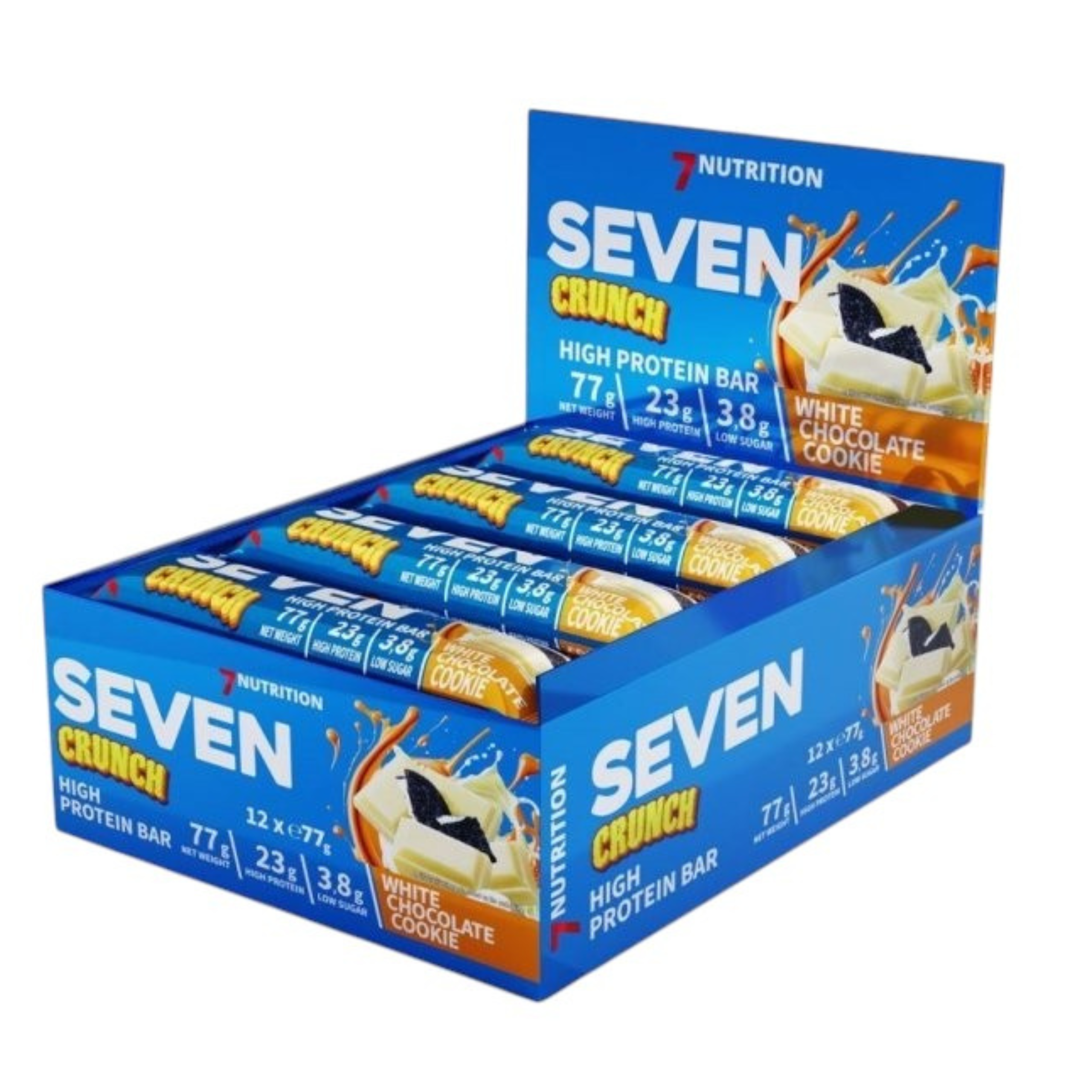 7 NUTRITION - Barre Seven Crunch HP - 12x 77g - Cookie au Chocolat Blanc
