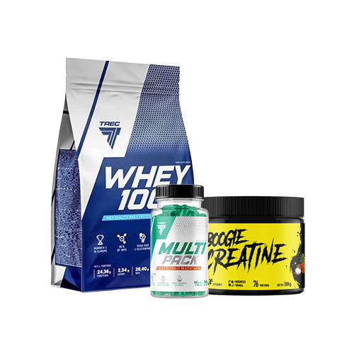 Protéine TREC 100% Whey Cookies 900g + Créatine TREC Boogie Creatine Tropical 300g + Vitamines TREC Multi Pack 60 gélules