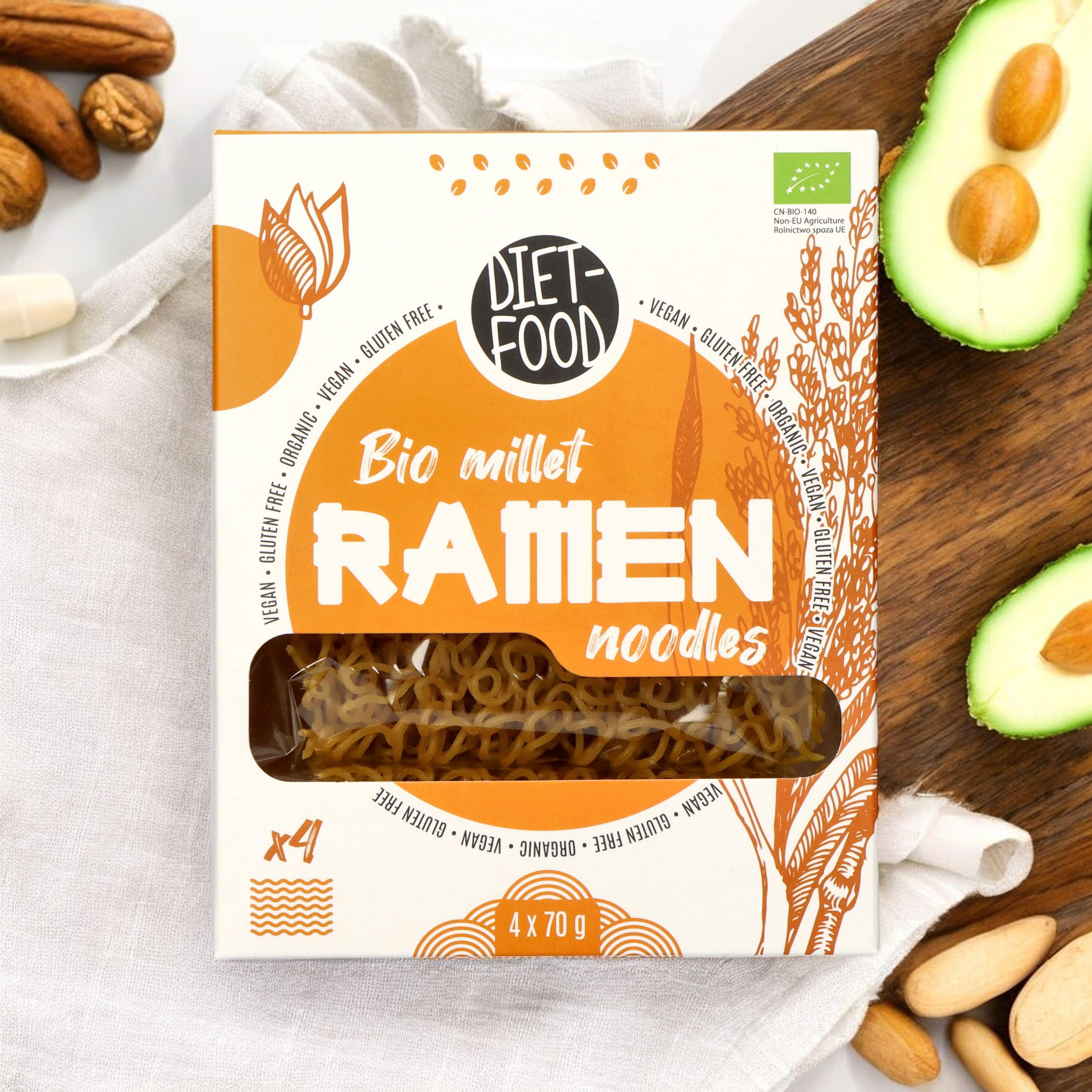 DIET FOOD Bio Millet Makaron Ramen Noodles - 4x70g