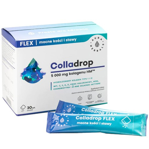 AURA HERBALS - Colladrop Flex - 30 saszetek - 5000mg Collagène Marin