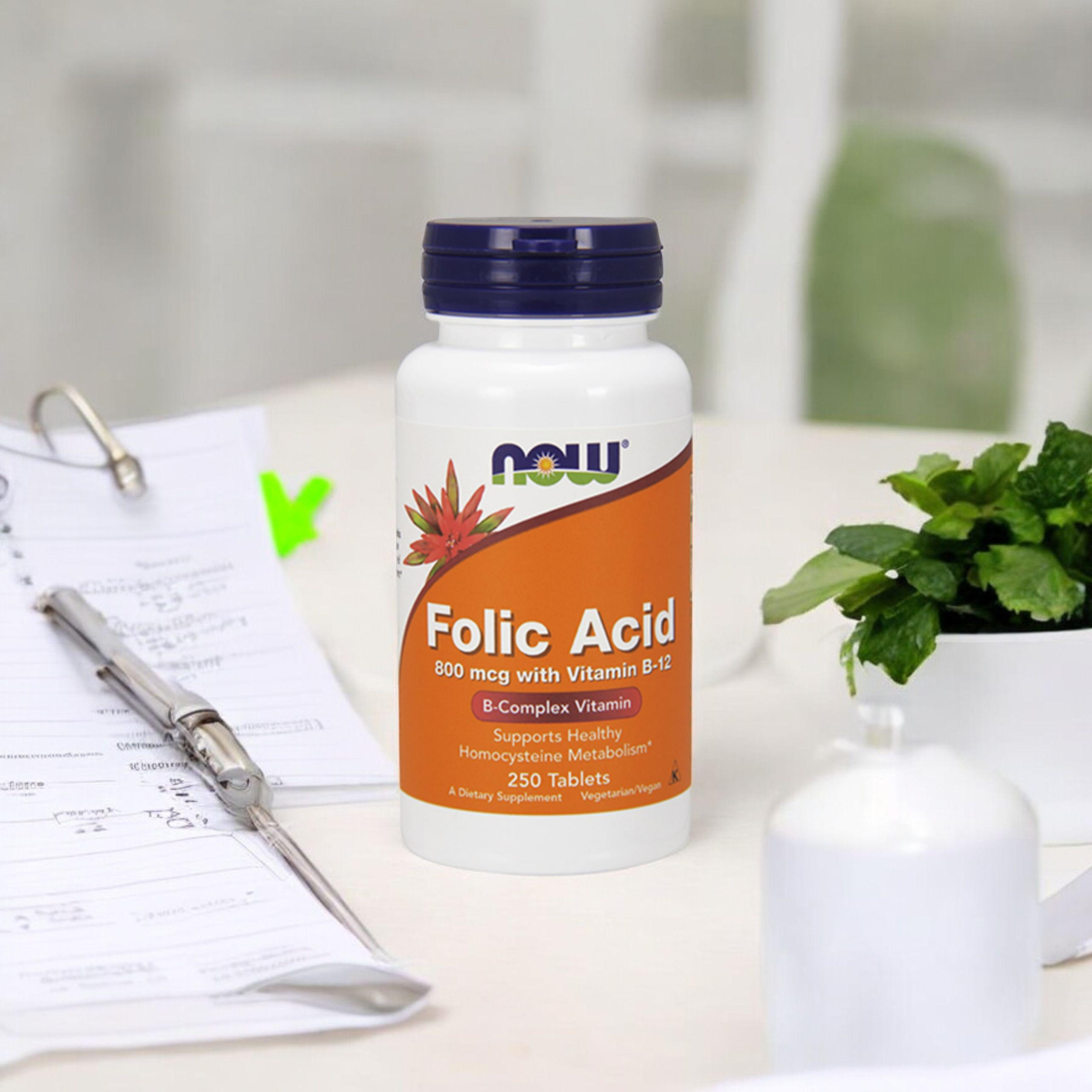 NOW Folic Acid 800mcg - 250tabs.
